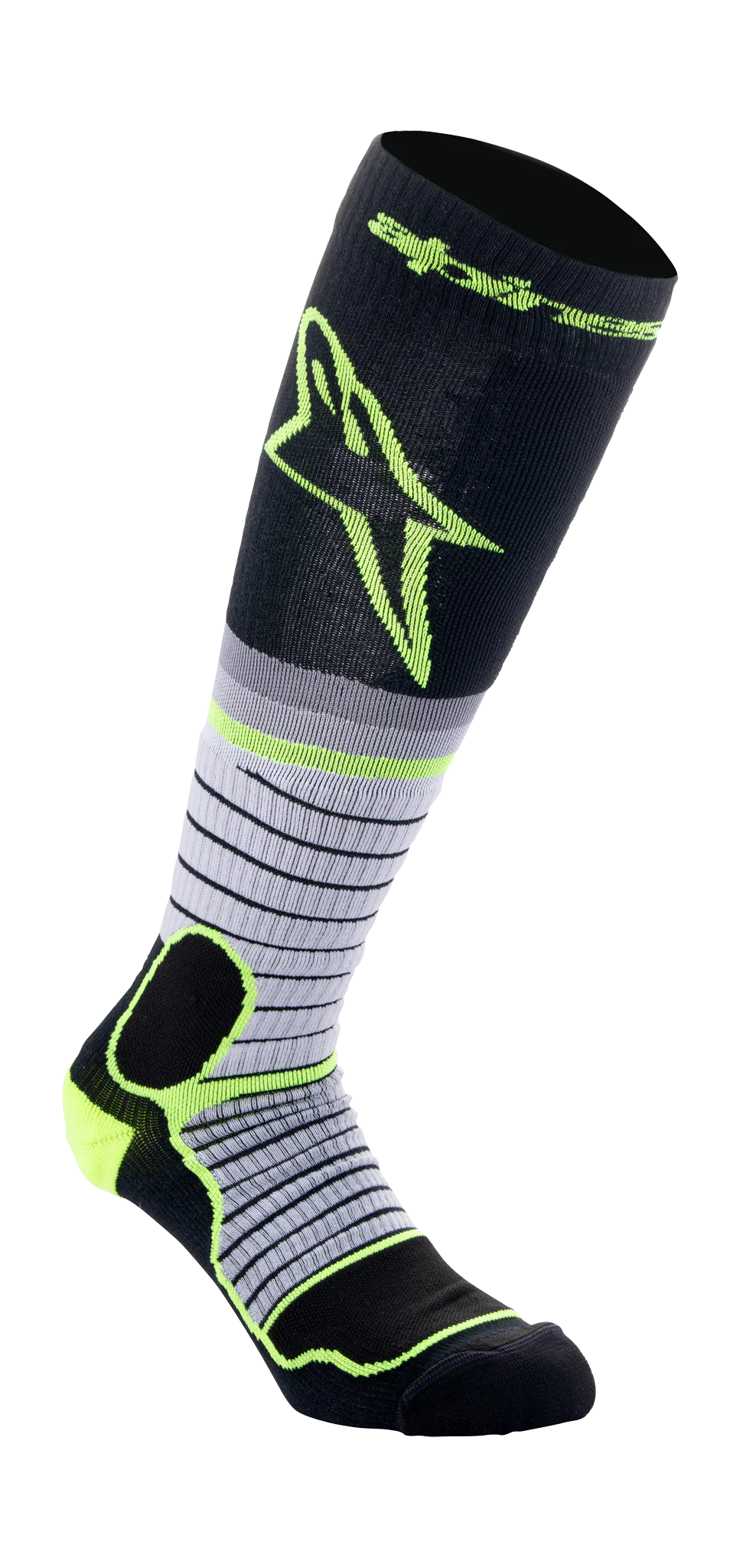 Alpinestars Cross Sokken MX PRO - Zwart / Grijs / Fluo Geel