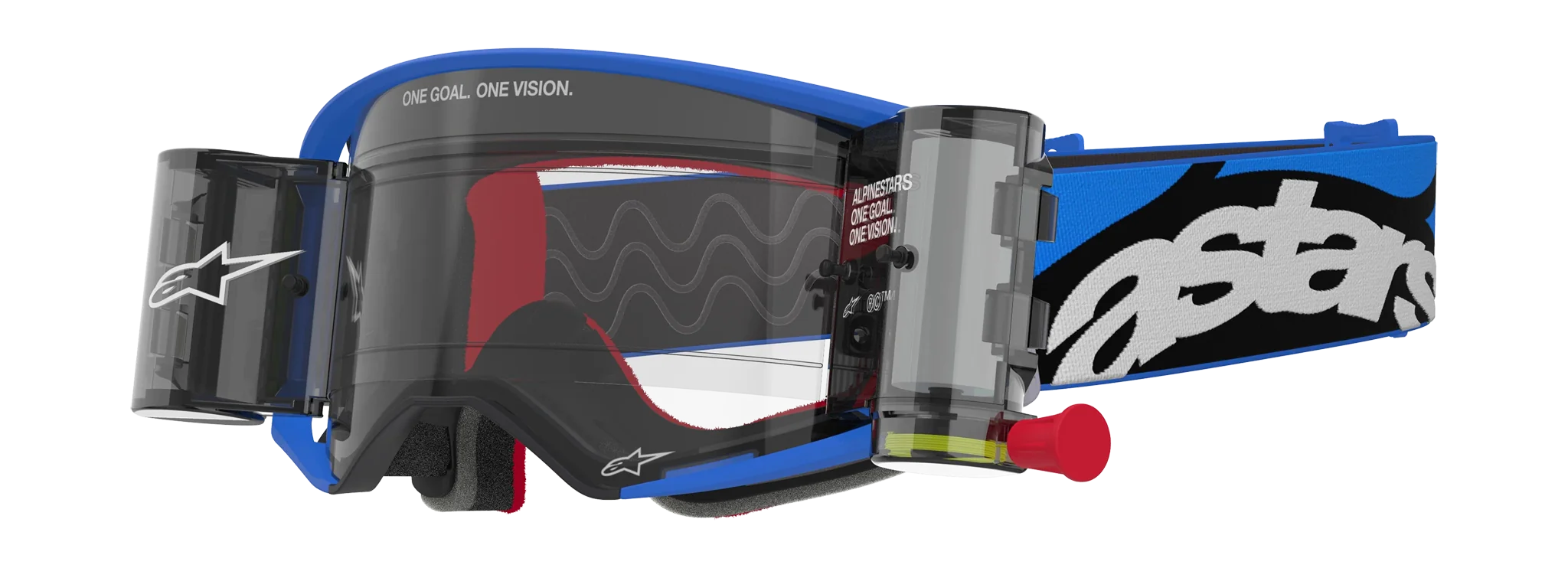 Alpinestars Crossbril Roll-Off Supertech Stream - Blauw - Clear Lens