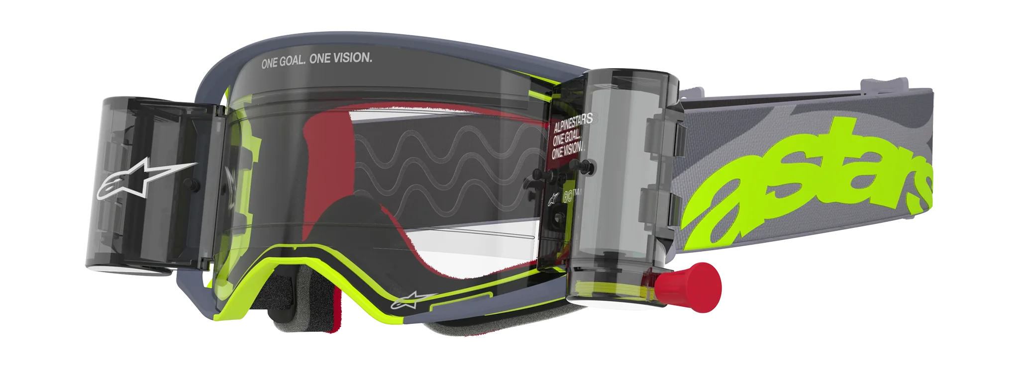 Alpinestars Crossbril Roll-Off Supertech Stream - Grijs / Geel / Zwart - Clear Lens