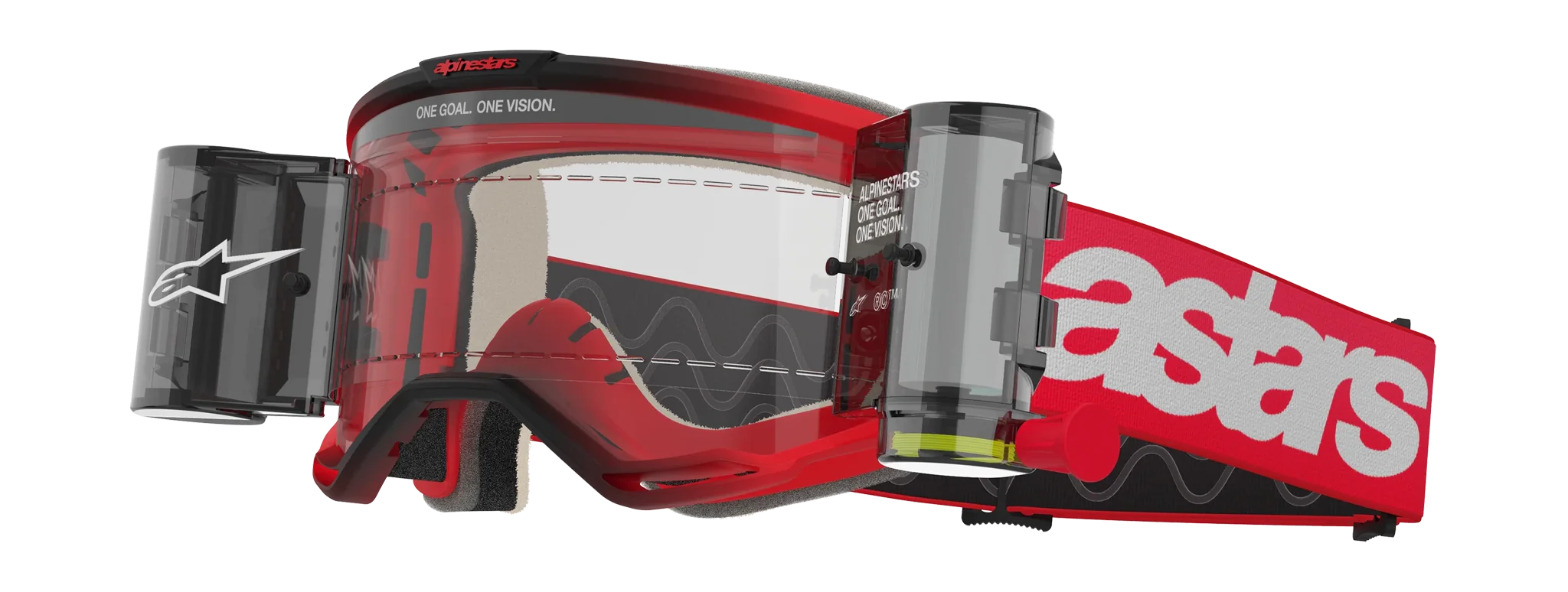 Alpinestars Crossbril Roll-Off Vision 5 Blaze - Rood - Clear Lens