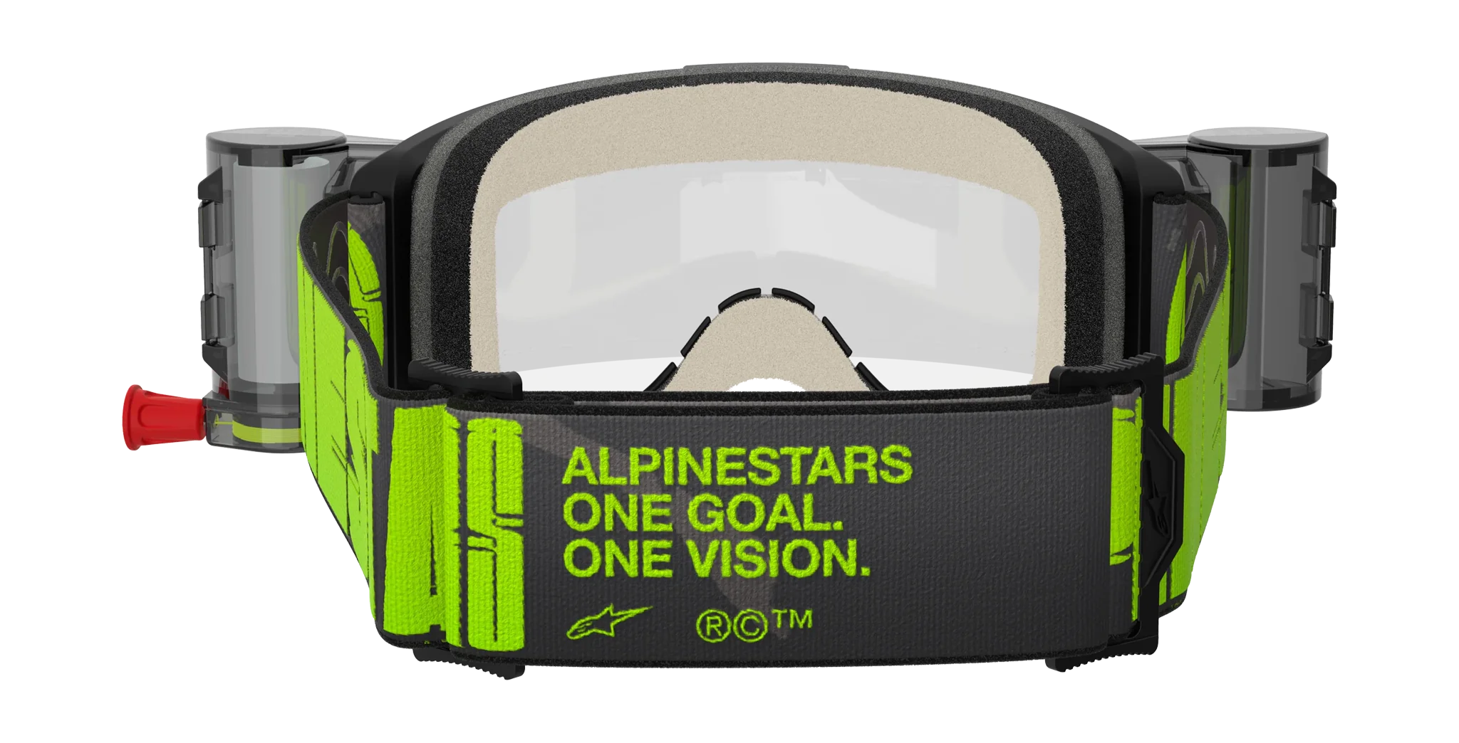 Alpinestars Crossbril Roll-Off Vision 5 Hollow - Charcoal / Fluo Geel - Clear Lens