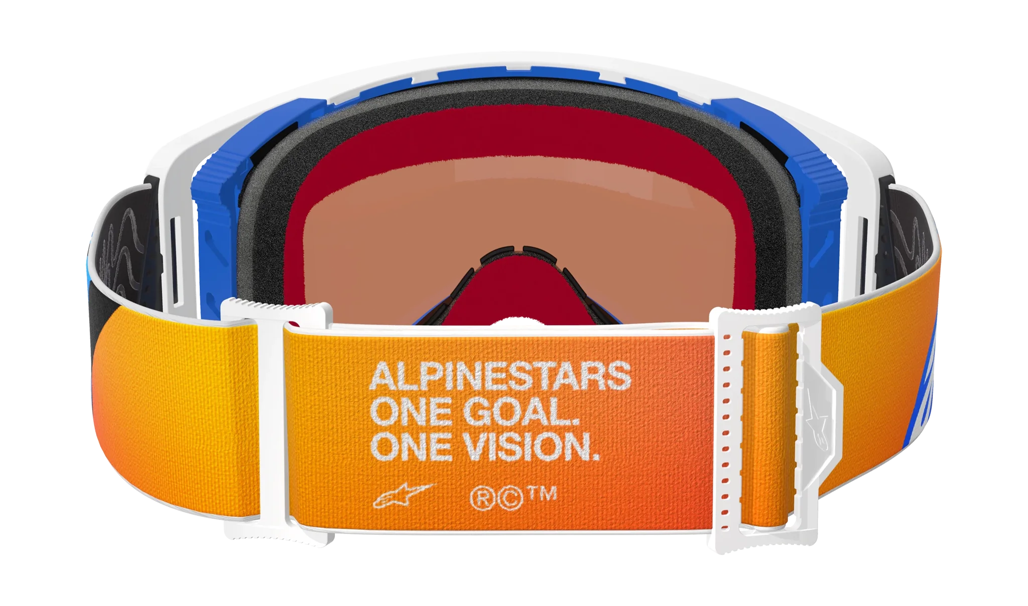 Alpinestars Crossbril Supertech Corp - Blauw / Oranje - Spiegel Blauw Lens