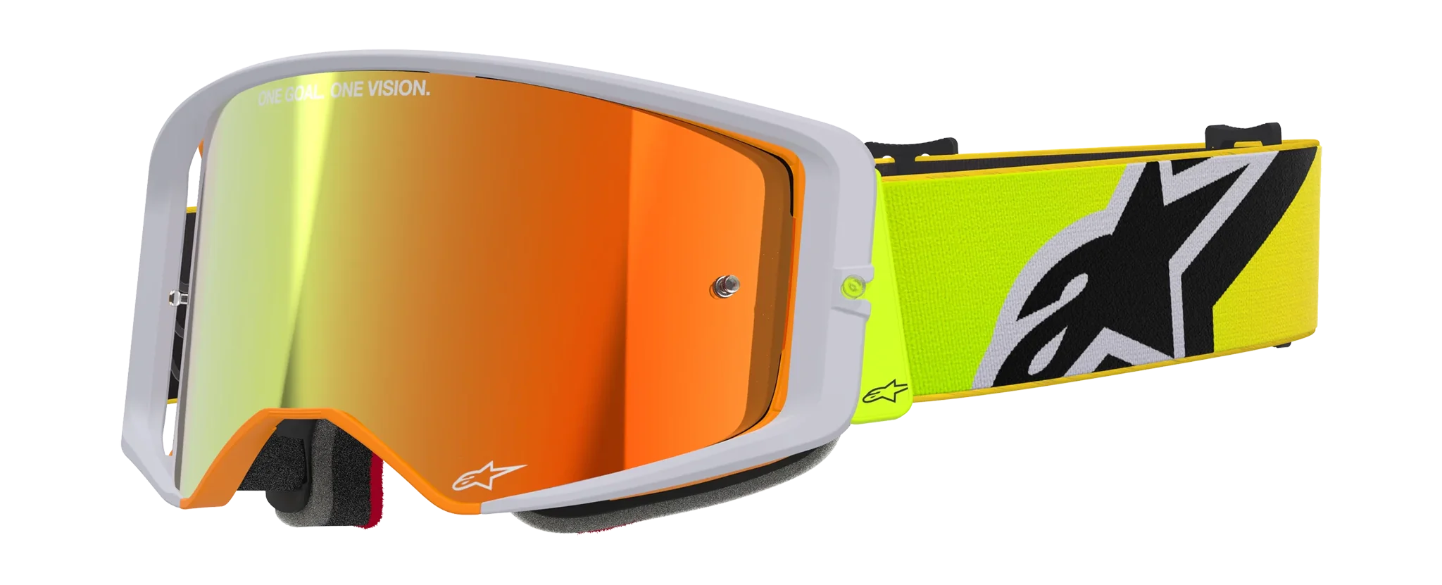 Alpinestars Crossbril Supertech Corp - Fluo Geel / Grijs - Spiegel Rood Lens