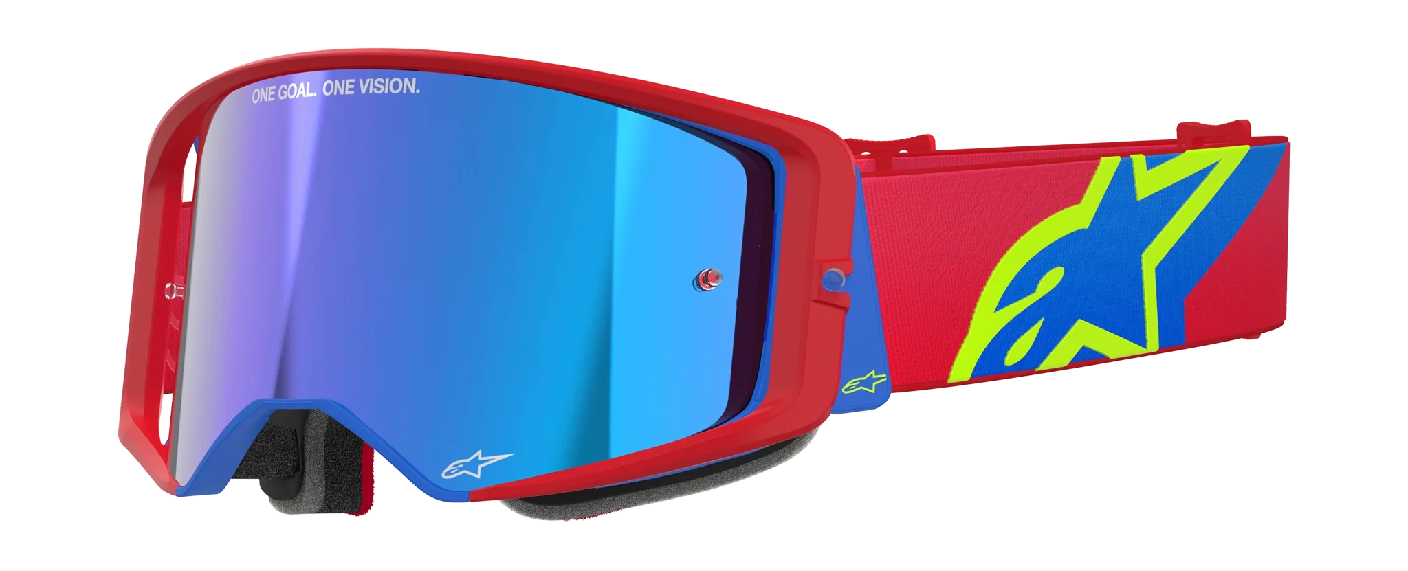 Alpinestars Crossbril Supertech Corp - Rood / Blauw - Spiegel Blauw Lens