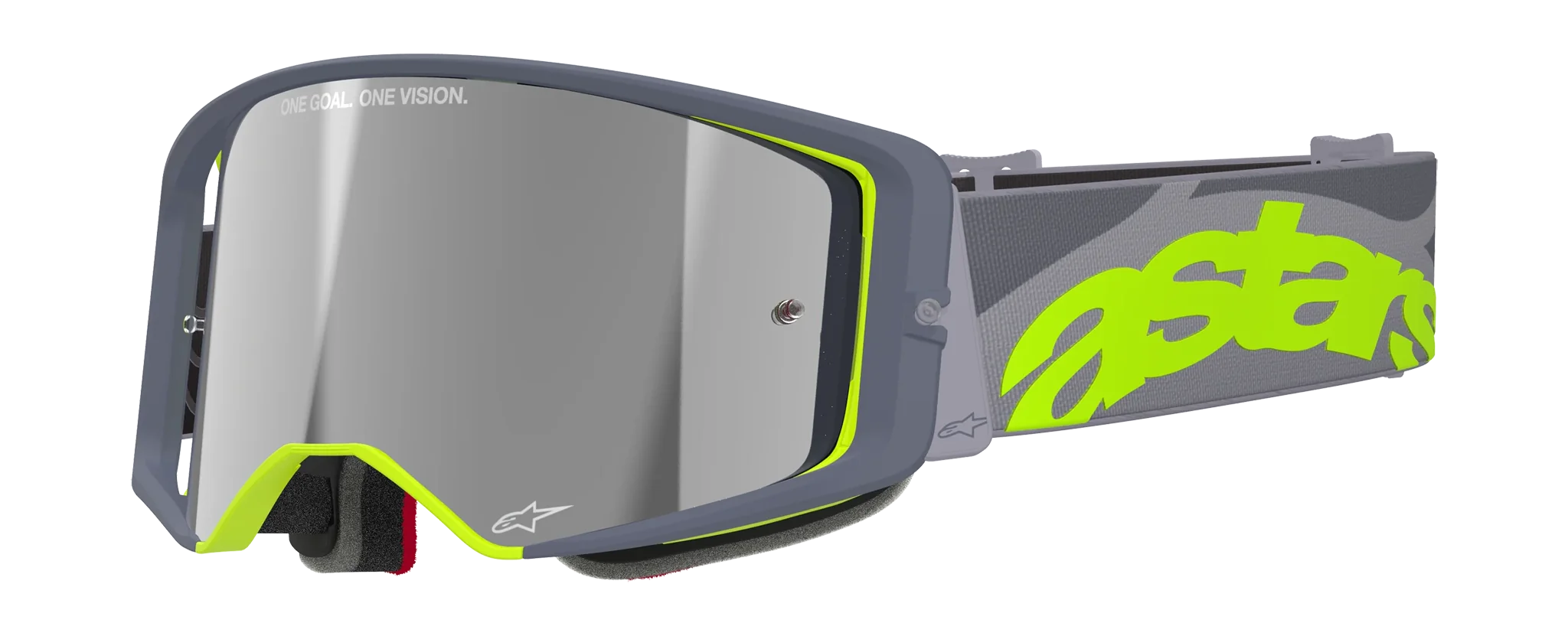 Alpinestars Crossbril Supertech Stream - Grijs / Geel / Zwart - Spiegel Zilver Lens
