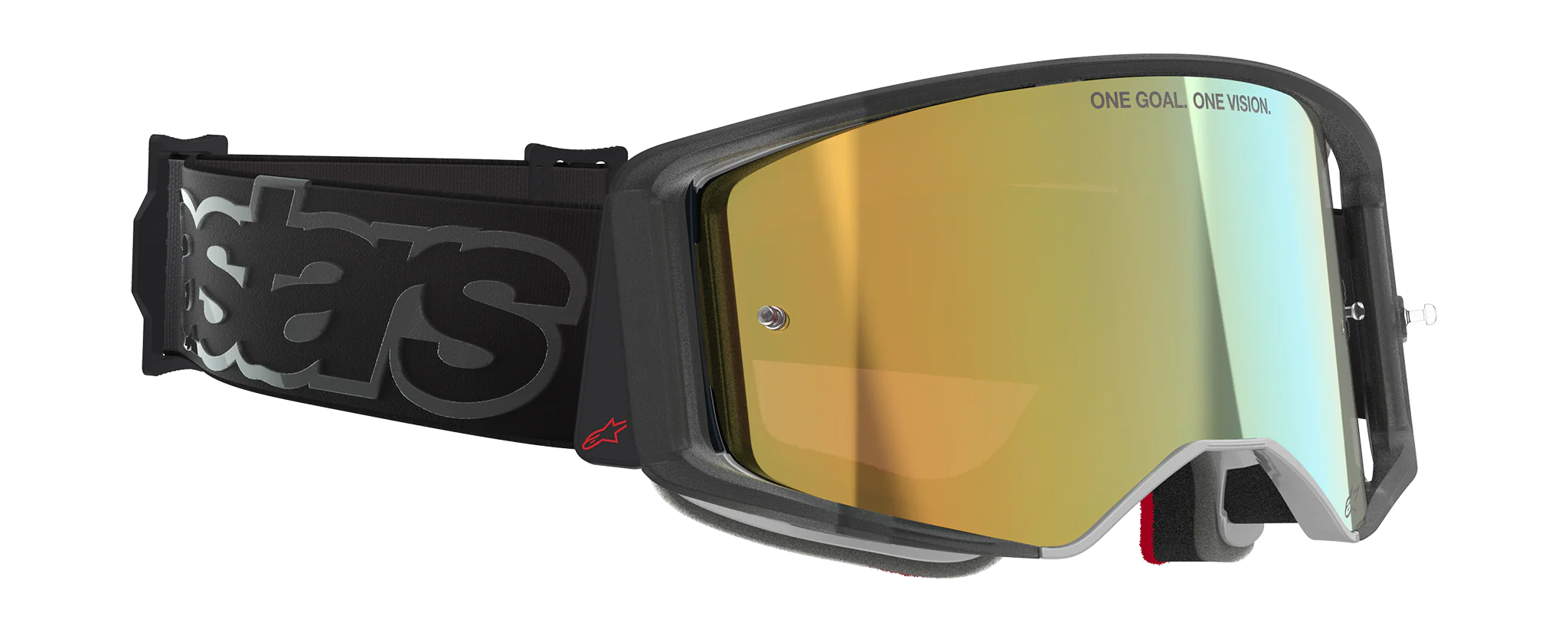 Alpinestars Crossbril Supertech Vista - Zwart - Spiegel Goud Lens