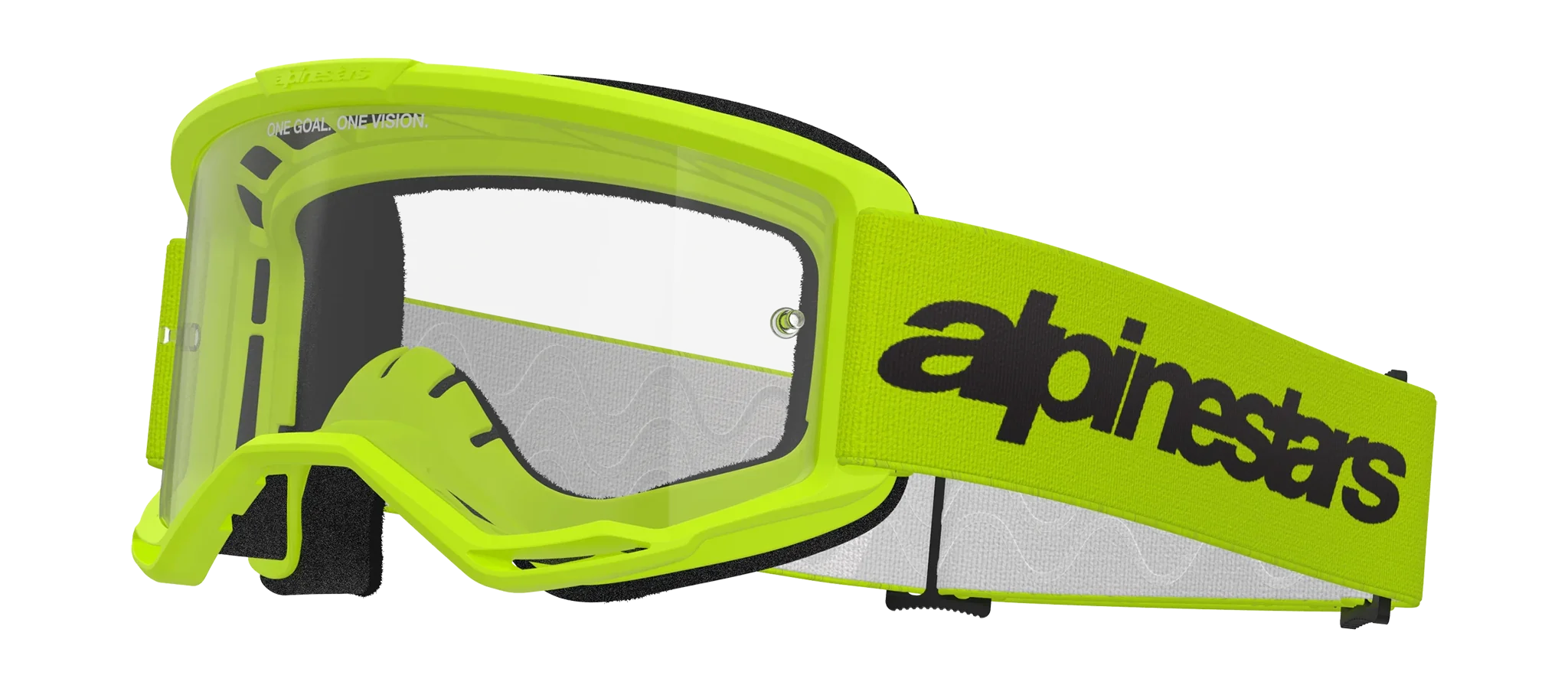 Alpinestars Crossbril Vision 3 Wordmark - Fluo Geel - Clear Lens