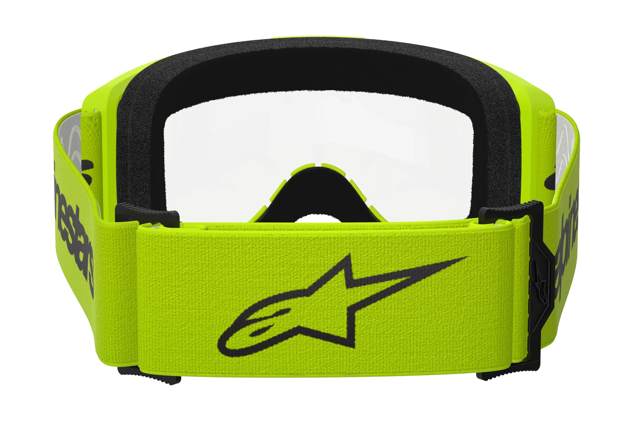 Alpinestars Crossbril Vision 3 Wordmark - Fluo Geel - Clear Lens