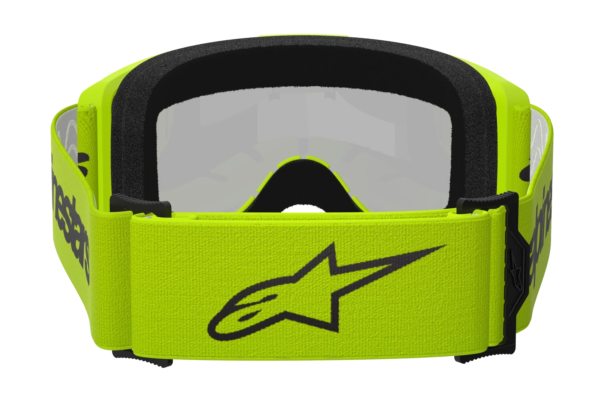 Alpinestars Crossbril Vision 3 Wordmark - Fluo Geel - Spiegel Zilver Lens