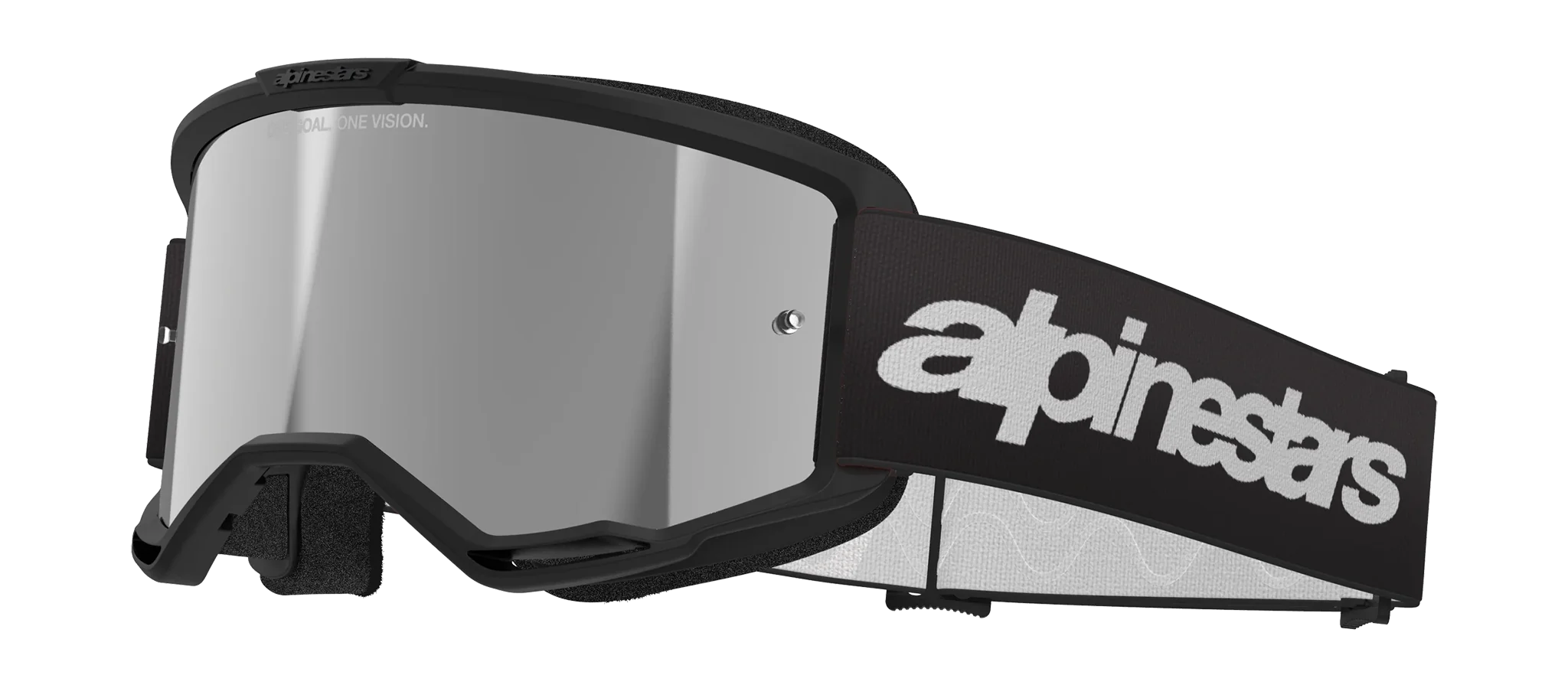 Alpinestars Crossbril Vision 3 Wordmark - Zwart - Spiegel Zilver Lens