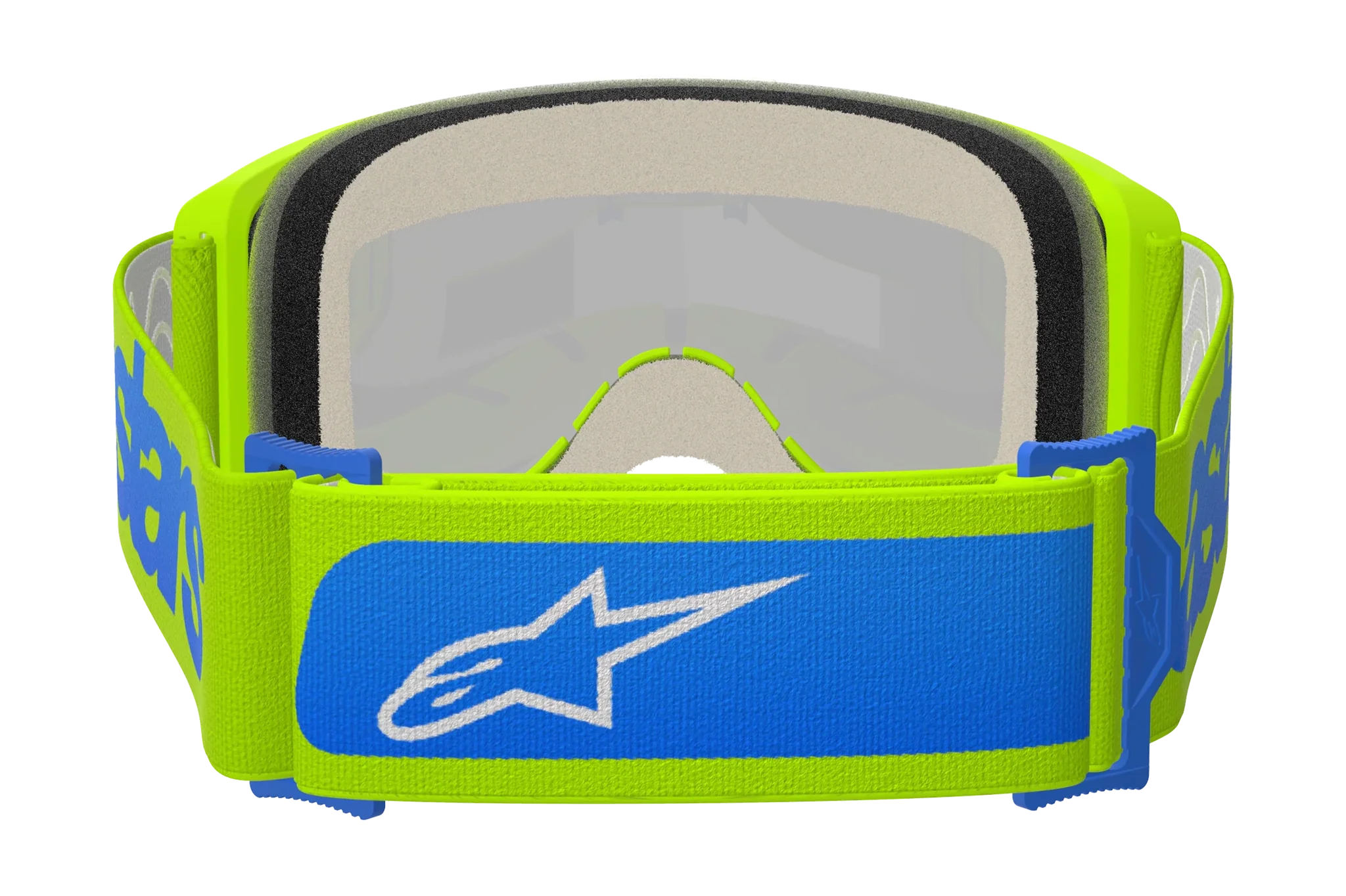 Alpinestars Crossbril Vision 5 Blaze - Fluo Geel / Blauw - Spiegel Blauw Lens