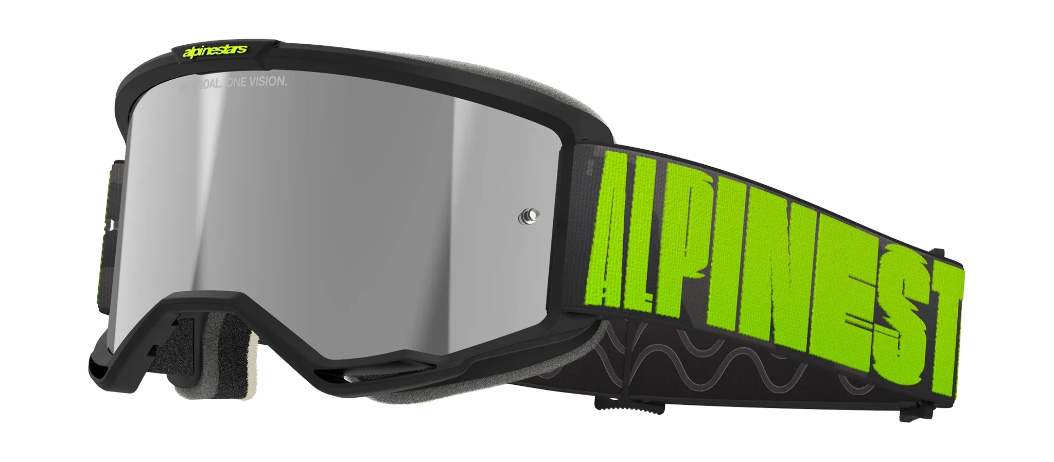 Alpinestars Crossbril Vision 5 Hollow - Charcoal / Fluo Geel - Spiegel Zilver Lens
