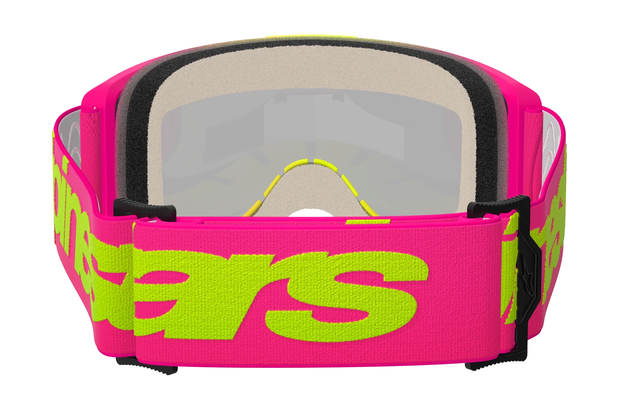 Alpinestars Crossbril Vision 5 Wordmark - Roze / Fluo Geel - Spiegel Rood Lens
