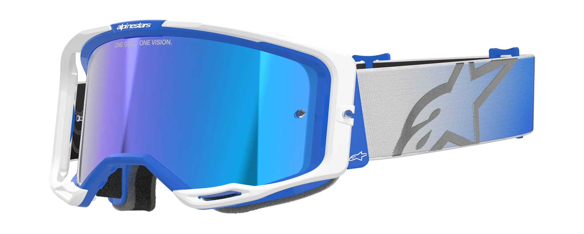 Alpinestars Crossbril Vision 8 Corp - Blauw / Wit - Spiegel Blauw Lens