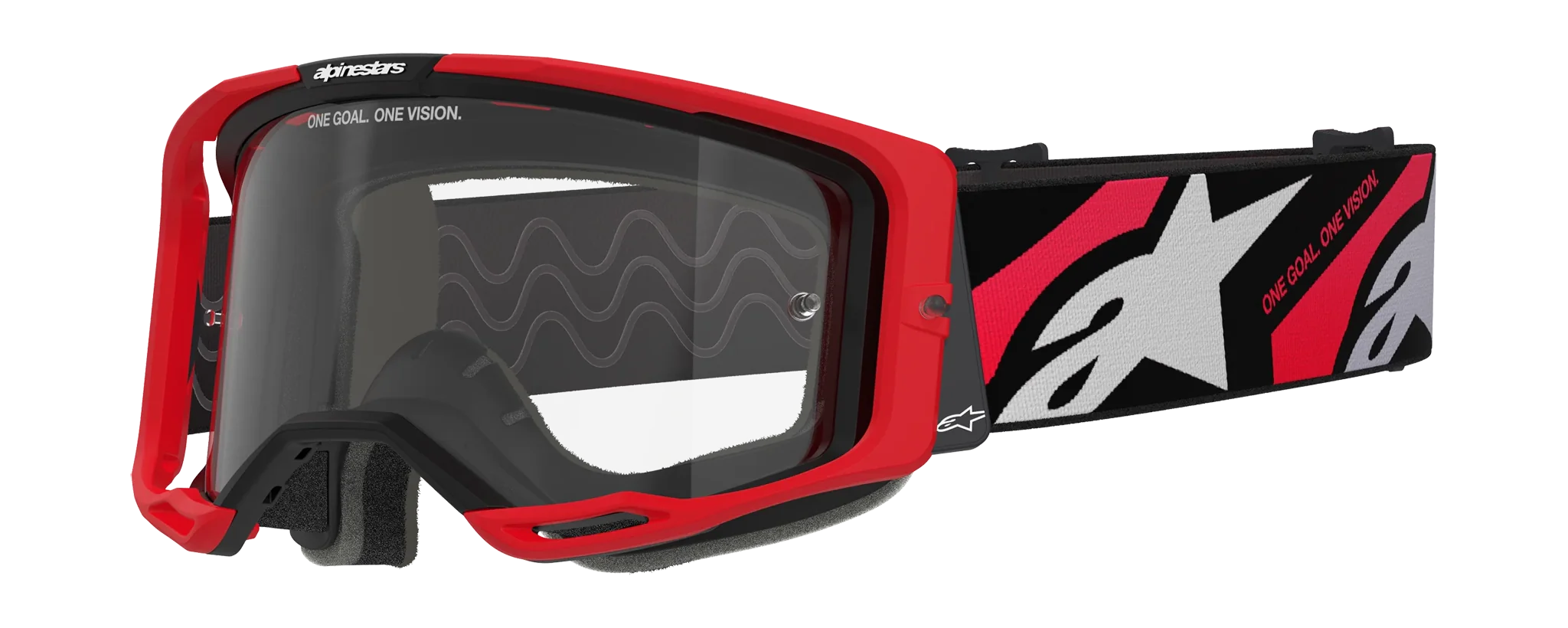 Alpinestars Crossbril Vision 8 Luar - Rood / Zwart - Clear Lens