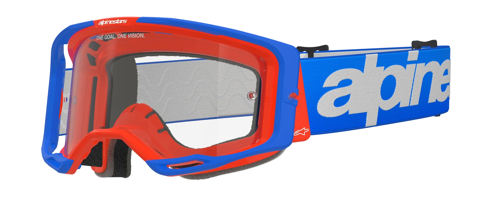 Alpinestars Crossbril Vision 8 Wordmark - Blauw / Oranje - Clear Lens