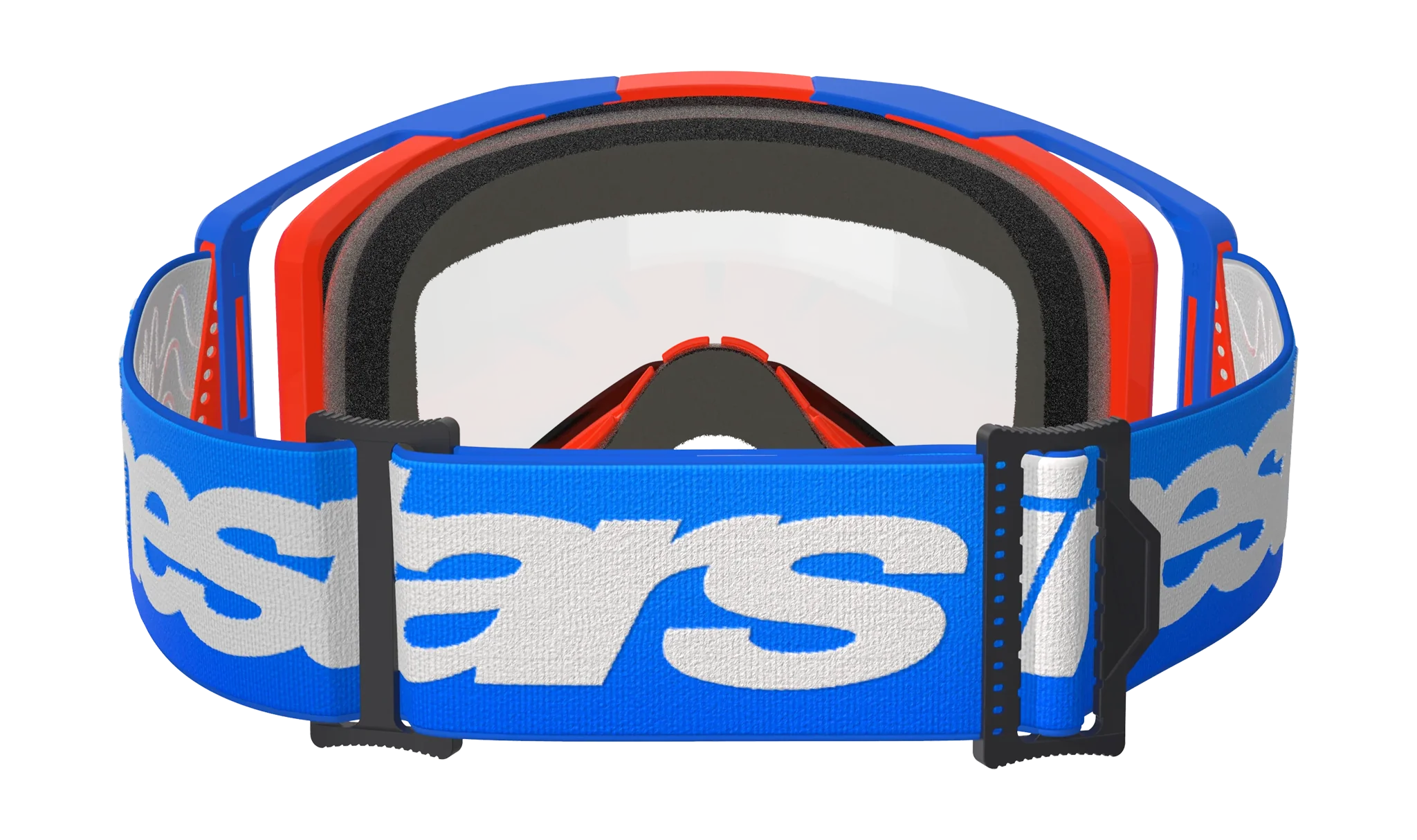 Alpinestars Crossbril Vision 8 Wordmark - Blauw / Oranje - Dual Vented Clear Lens