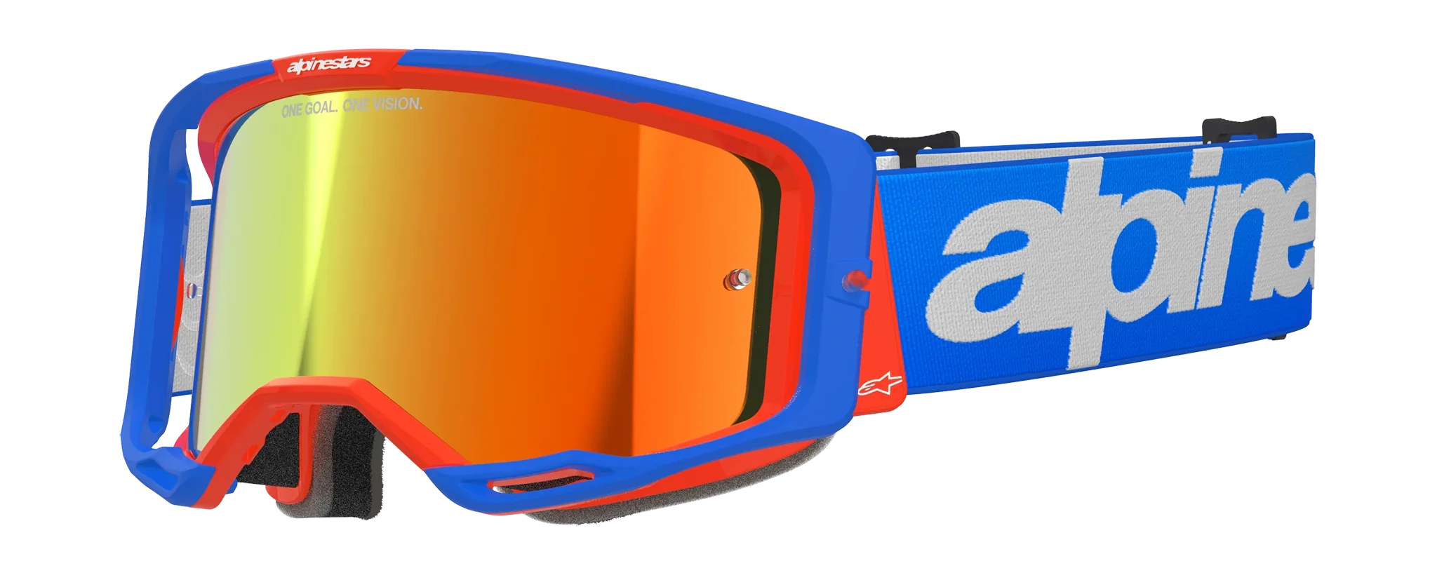 Alpinestars Crossbril Vision 8 Wordmark - Blauw / Oranje - Spiegel Rood Lens