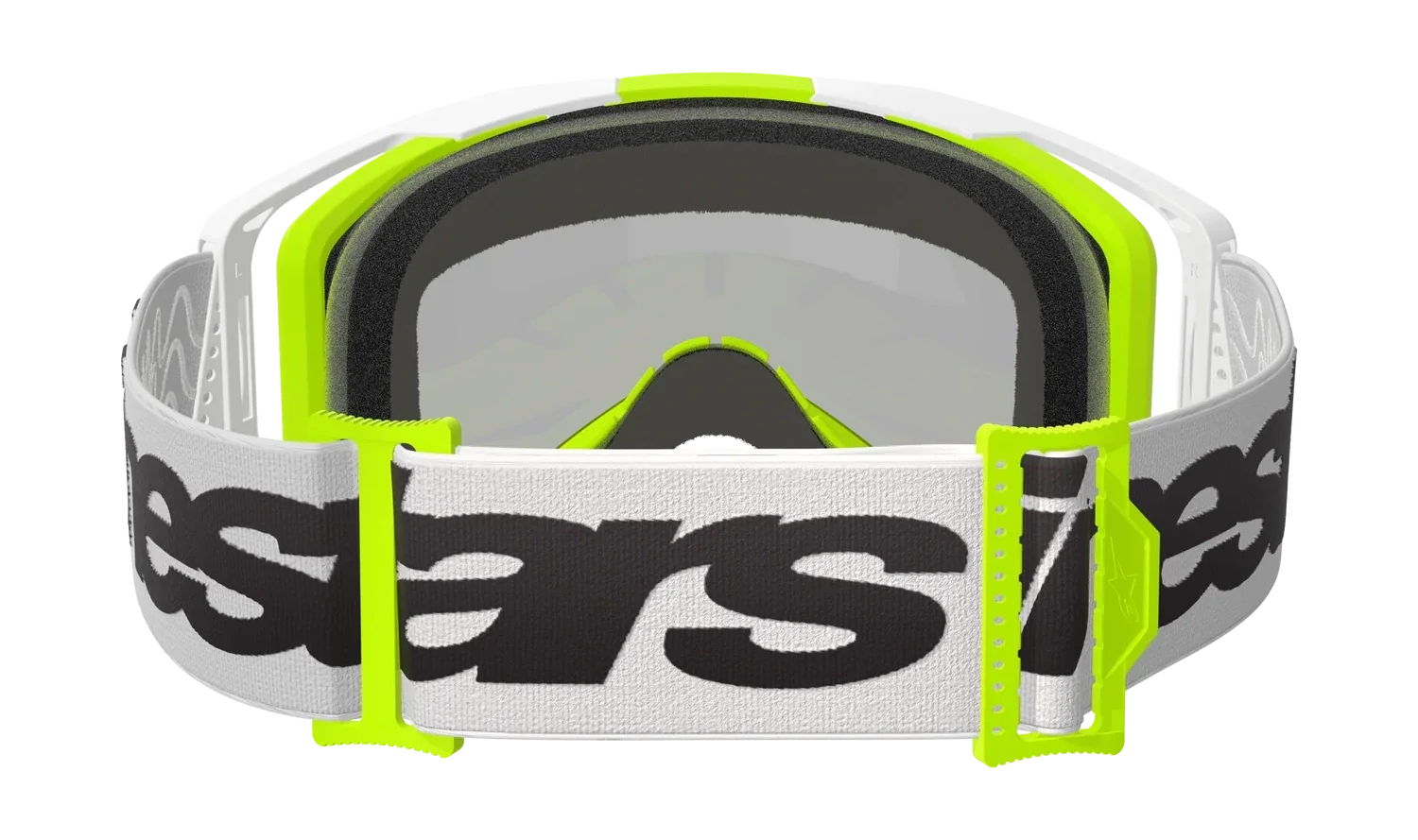 Alpinestars Crossbril Vision 8 Wordmark - Wit / Fluo Geel - Spiegel Zilver Lens