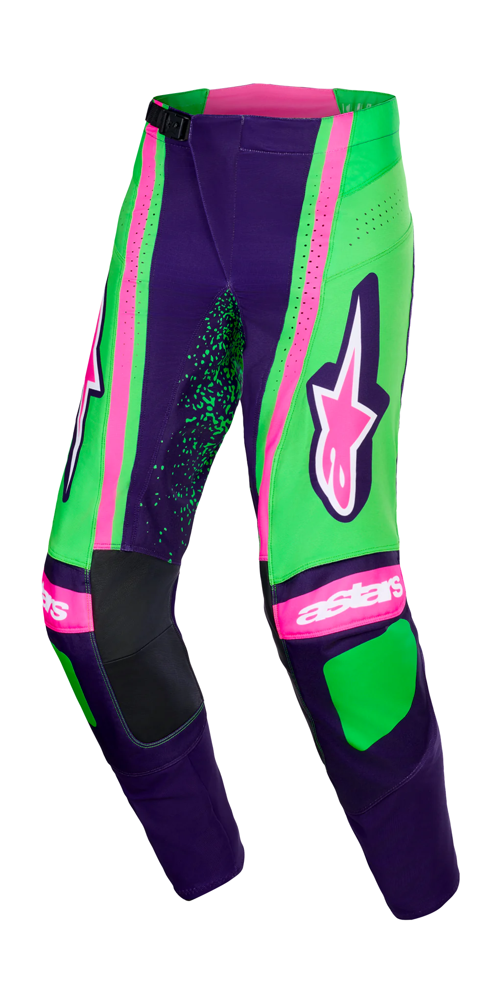 Alpinestars Crossbroek 2026 Techstar Nomur - Deep Paars / Groen / Fluo Roze