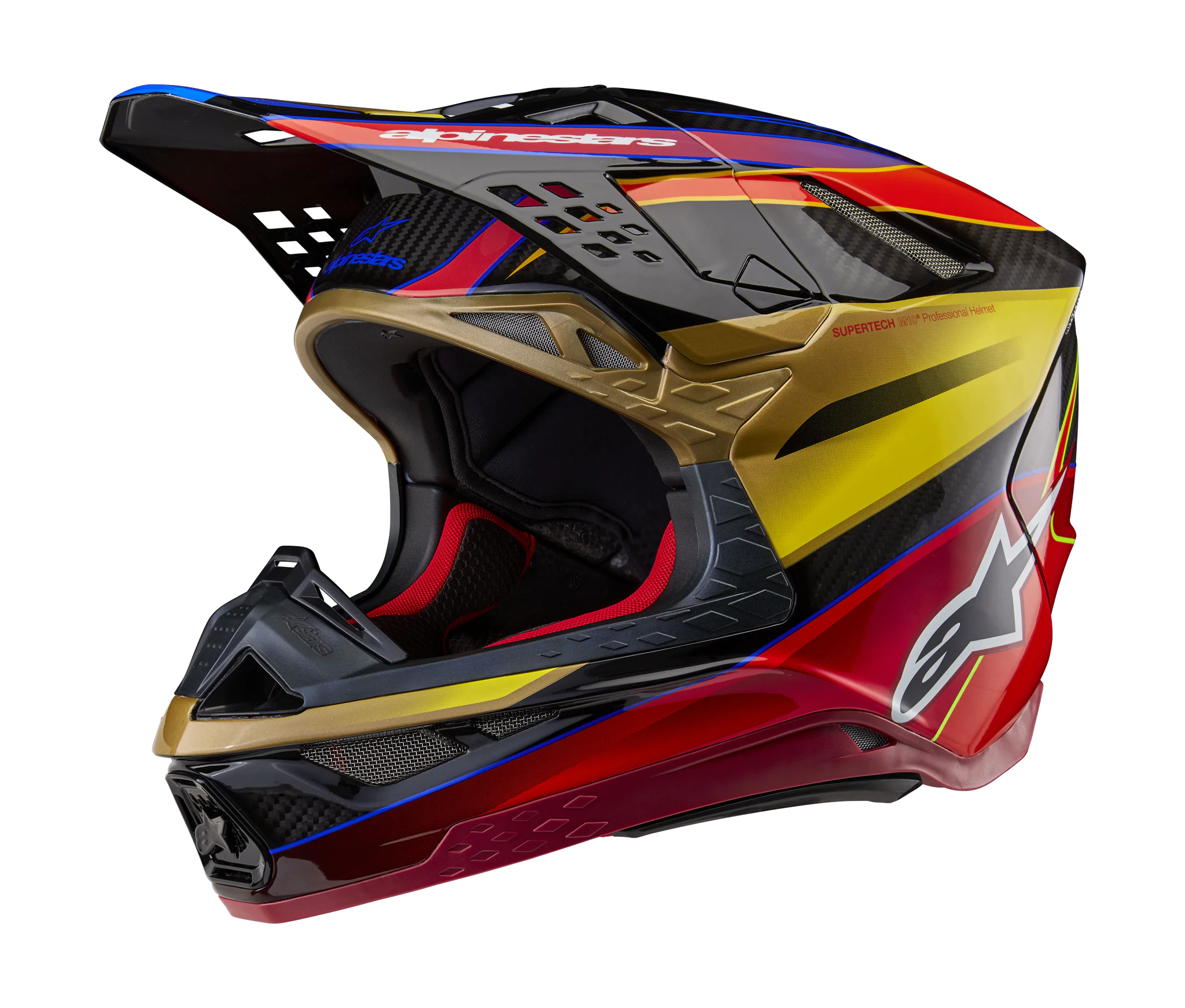 Alpinestars Crosshelm S-M10 Era - Glans Goud / Geel / Rio Rood