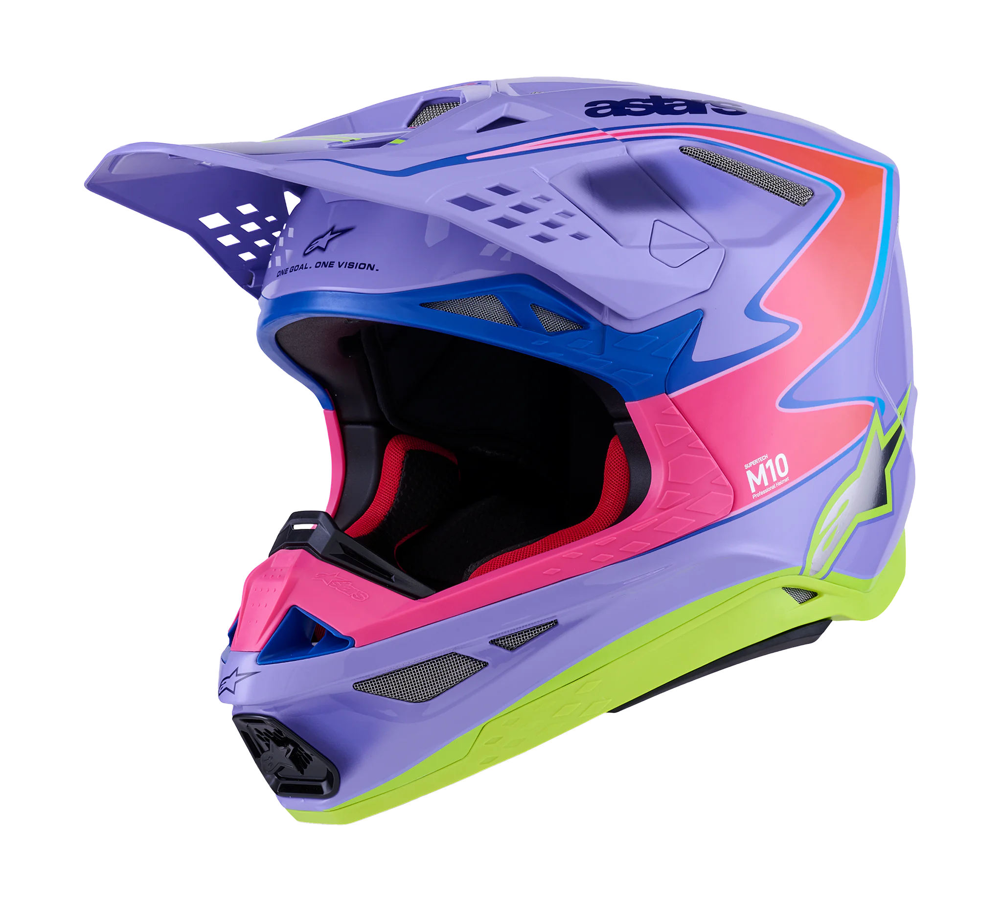 Alpinestars Crosshelm S-M10 Jett Lawrence - Paars / Fluo Roze / Fluo Geel