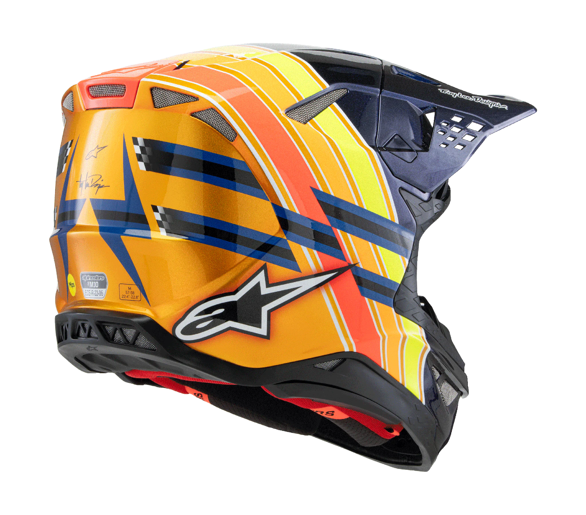 Alpinestars Crosshelm S-M10 TLD Edition 25 - Blauw / Oranje / Geel / Rood