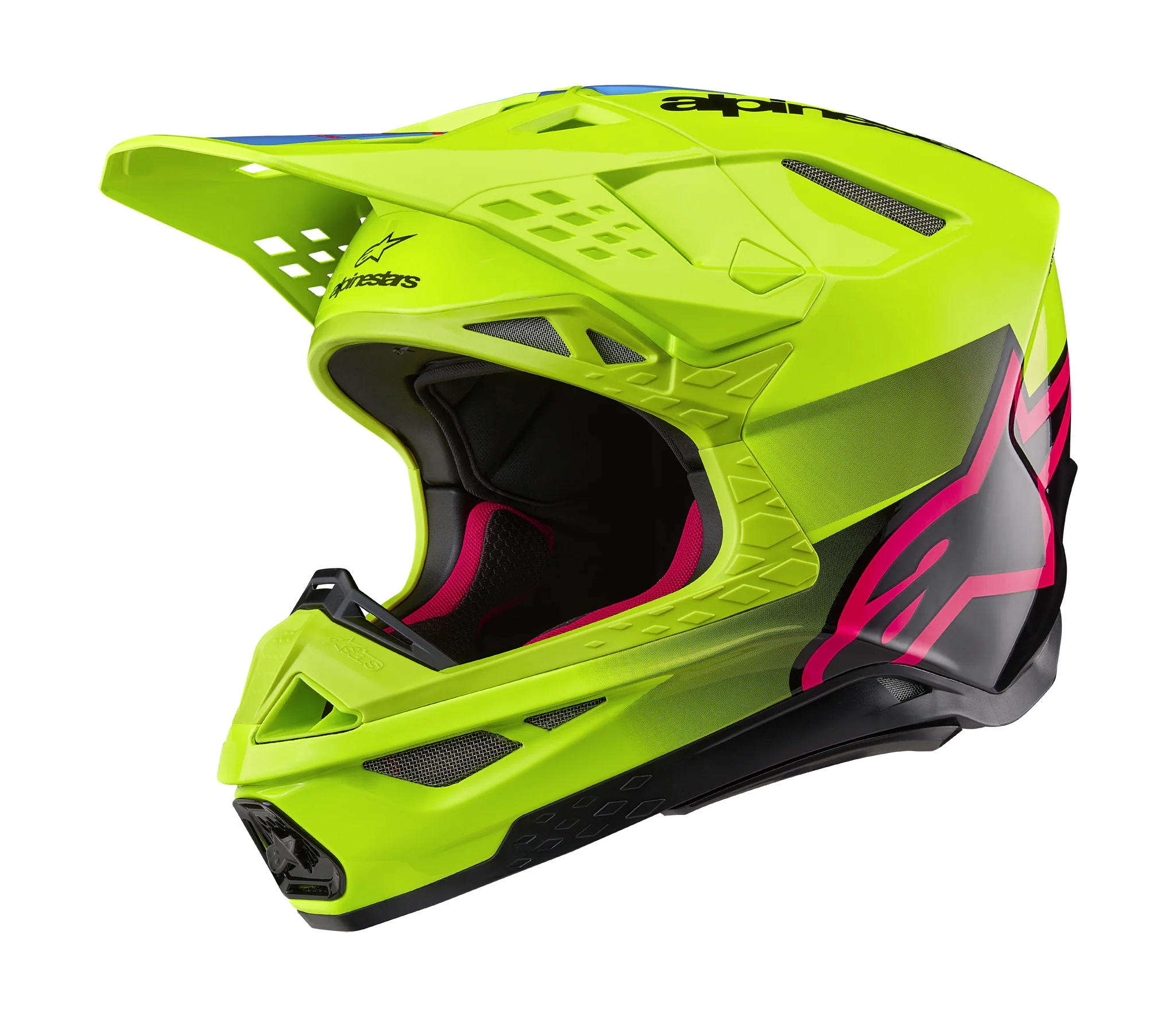 Alpinestars Crosshelm S-M10 Unite - Glans Fluo Geel / Zwart / Diva Roze