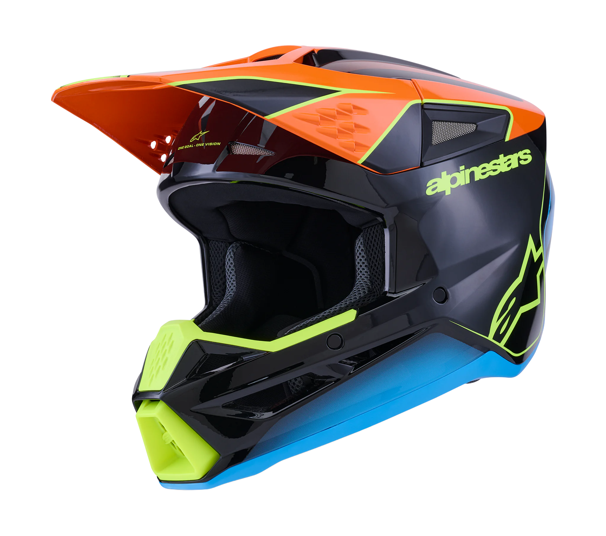 Alpinestars Crosshelm S-M3 Fray - Zwart / Oranje / Fluo Geel