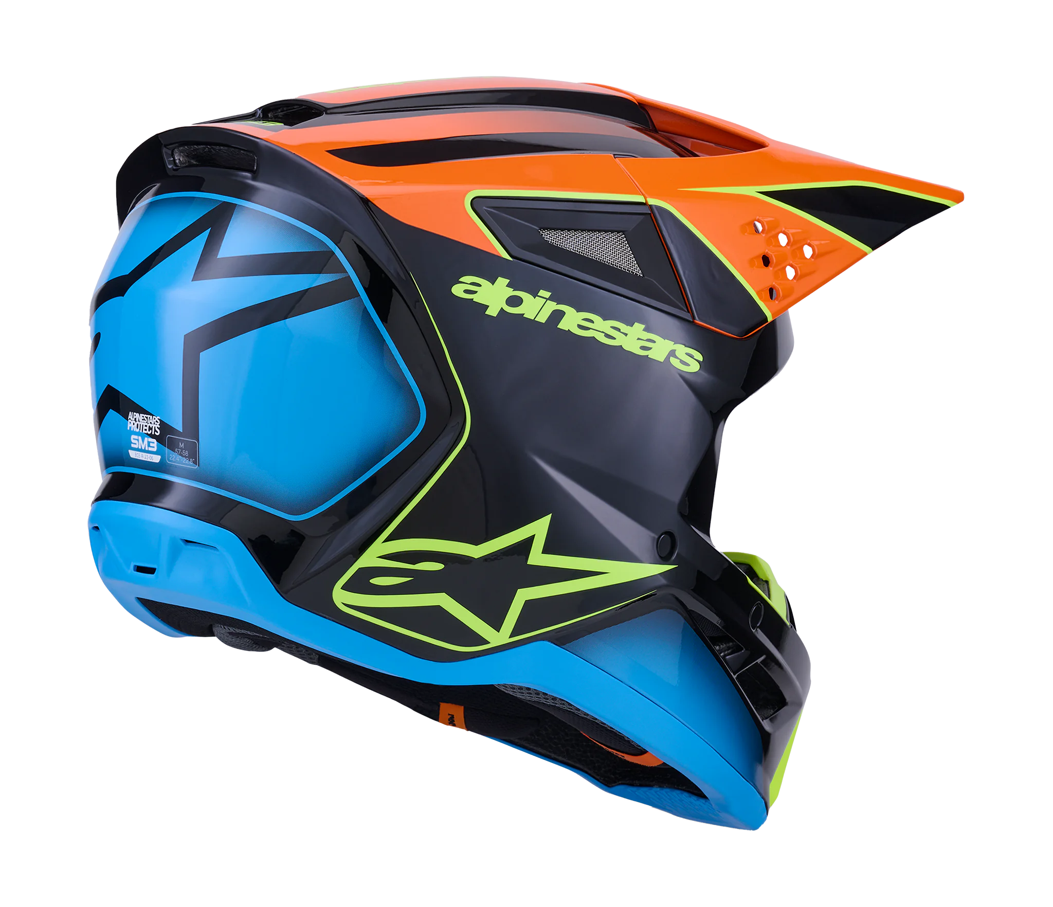 Alpinestars Crosshelm S-M3 Fray - Zwart / Oranje / Fluo Geel
