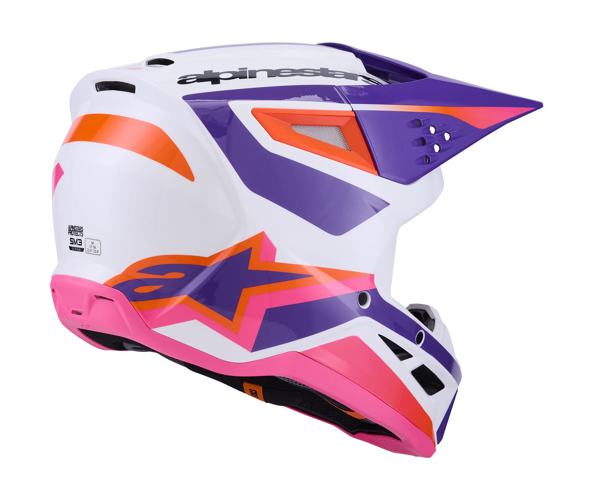 Alpinestars Crosshelm S-M3 Heat - Wit / Paars / Roze