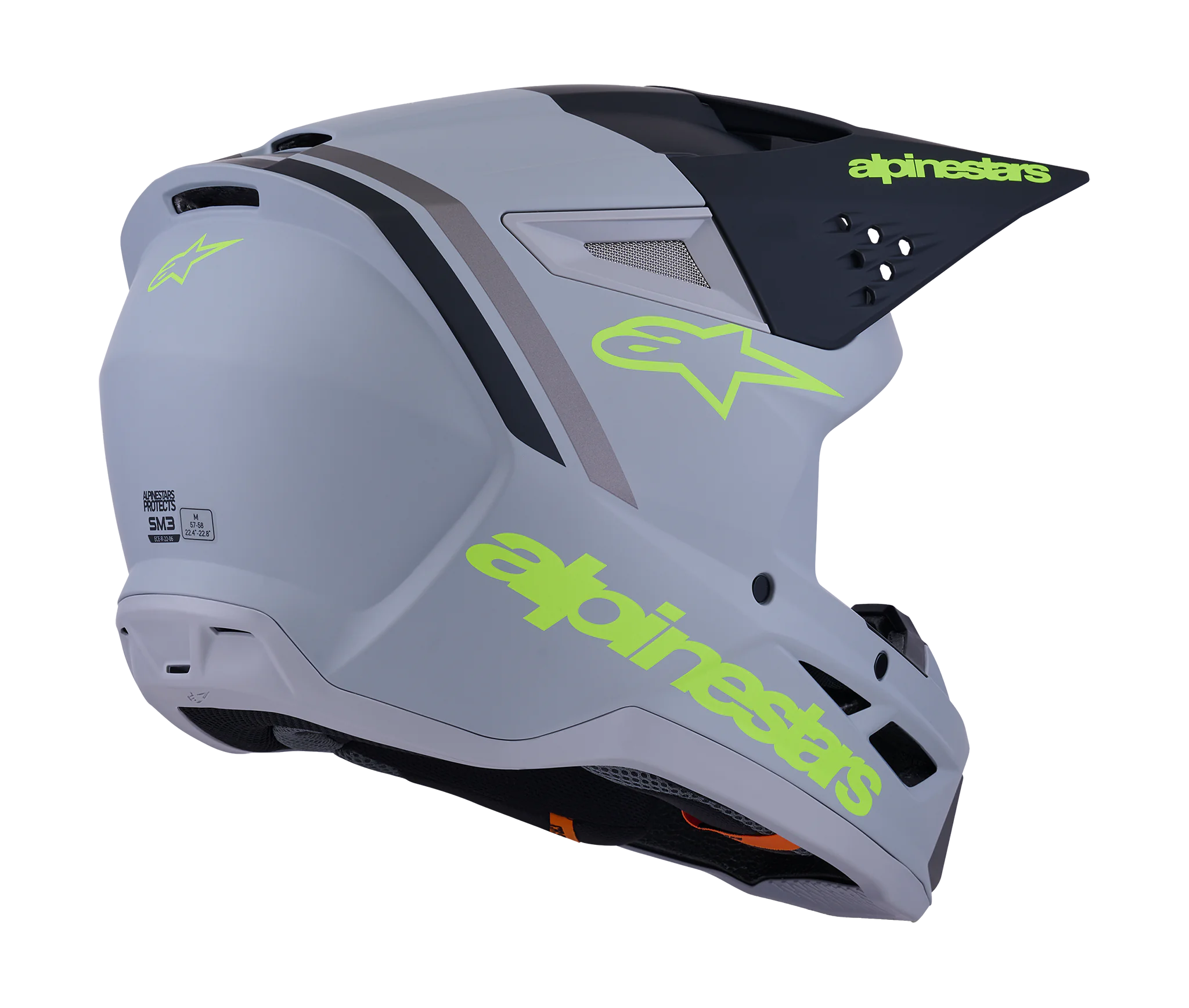 Alpinestars Crosshelm S-M3 Radium - Grijs / Zwart / Fluo Geel