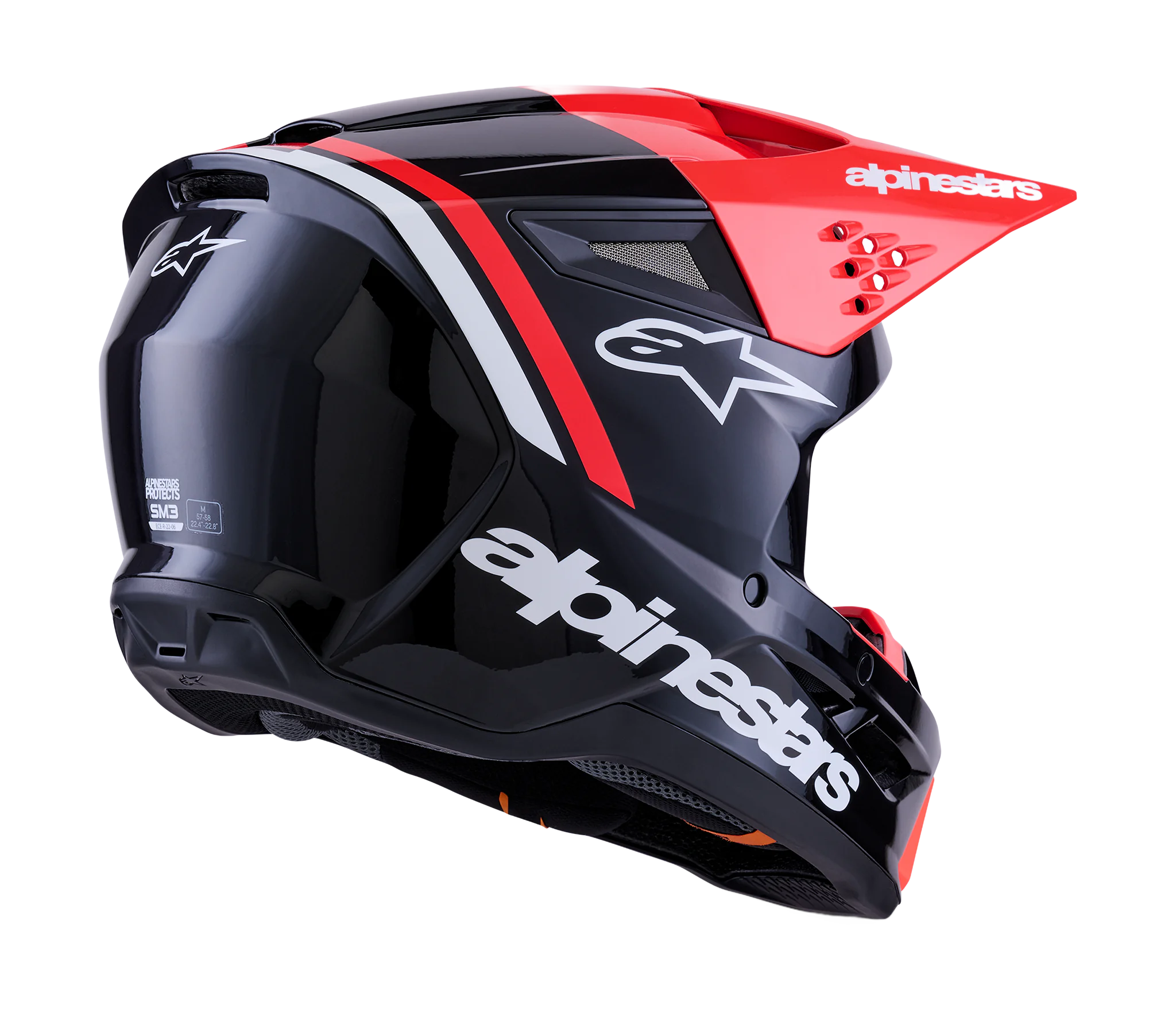 Alpinestars Crosshelm S-M3 Radium - Zwart / Fluo Rood / Wit