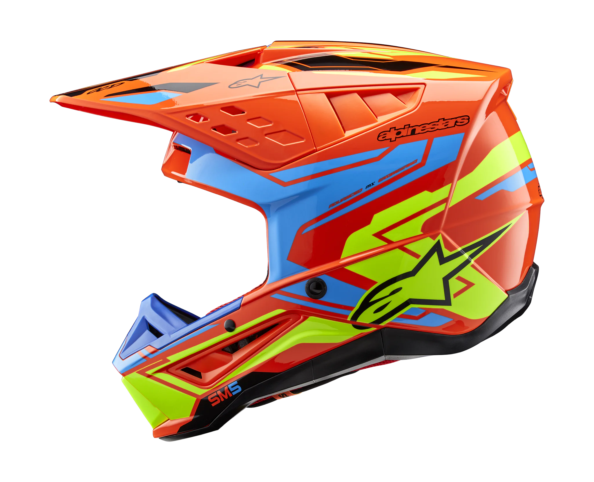 Alpinestars Crosshelm S-M5 Action 2 - Glans Fluo Oranje / Cyan / Fluo Geel