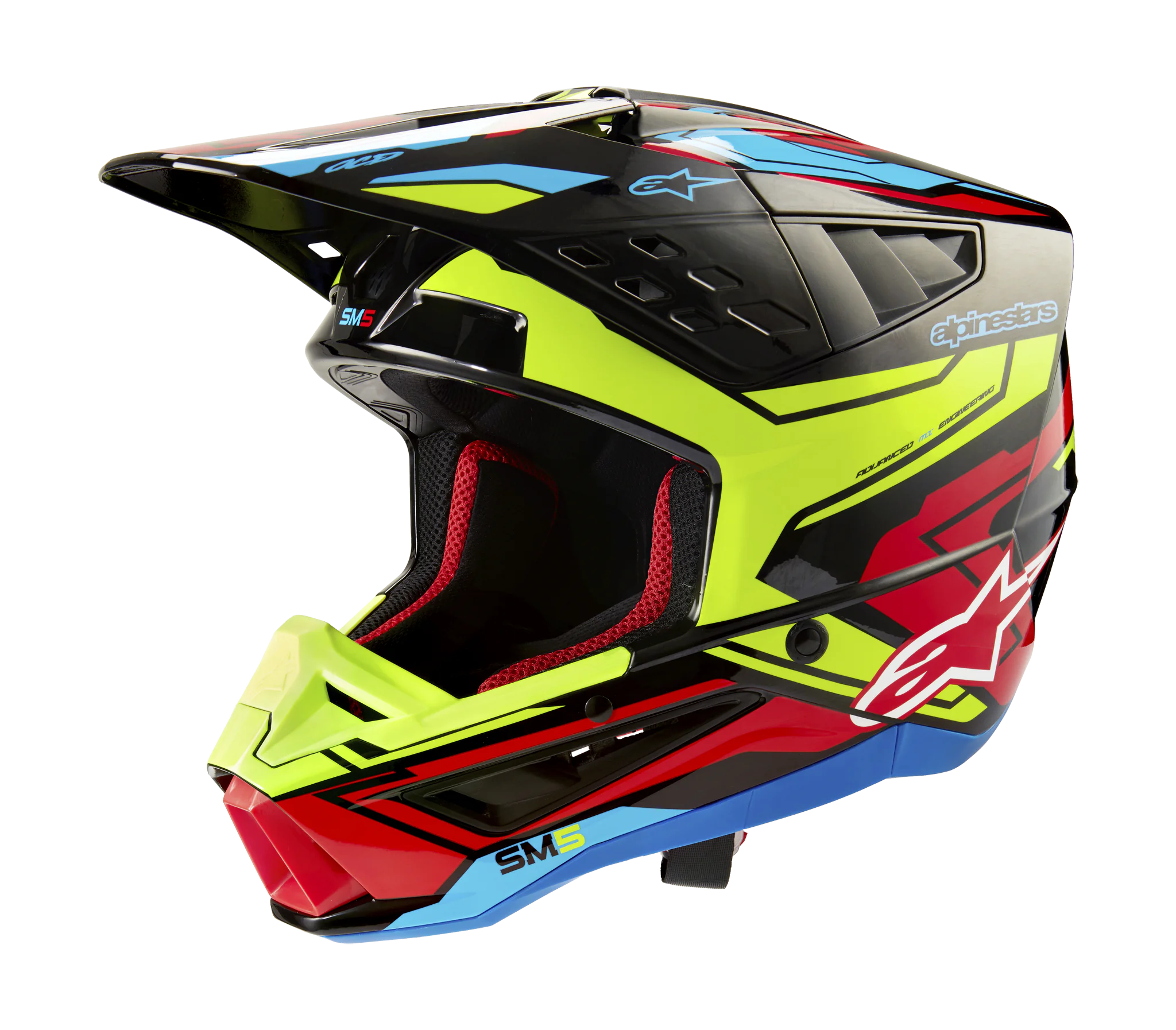 Alpinestars Crosshelm S-M5 Action 2 - Glans Zwart / Fluo Geel / Rood