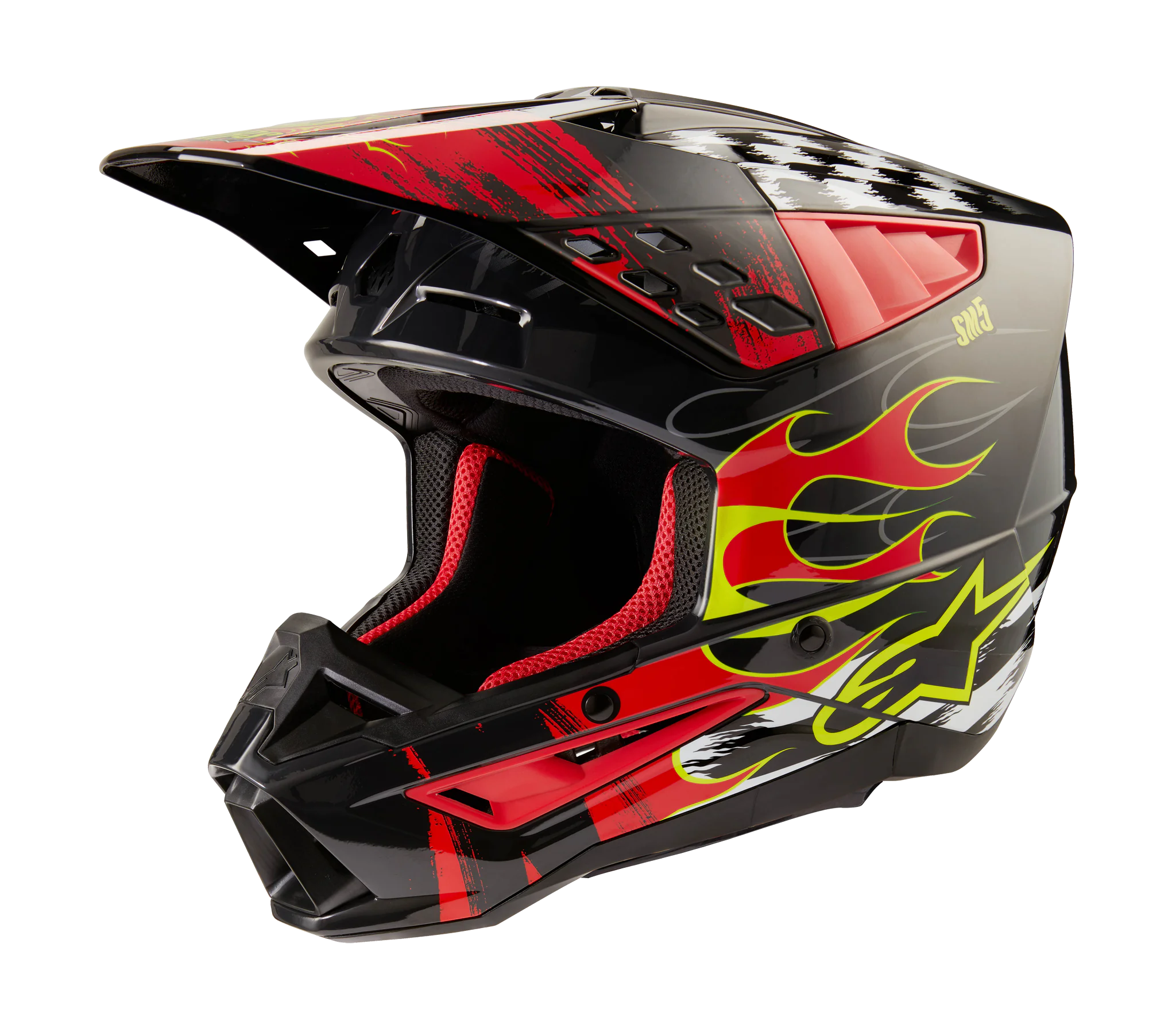 Alpinestars Crosshelm S-M5 Rash - Glans Donker Grijs / Rood