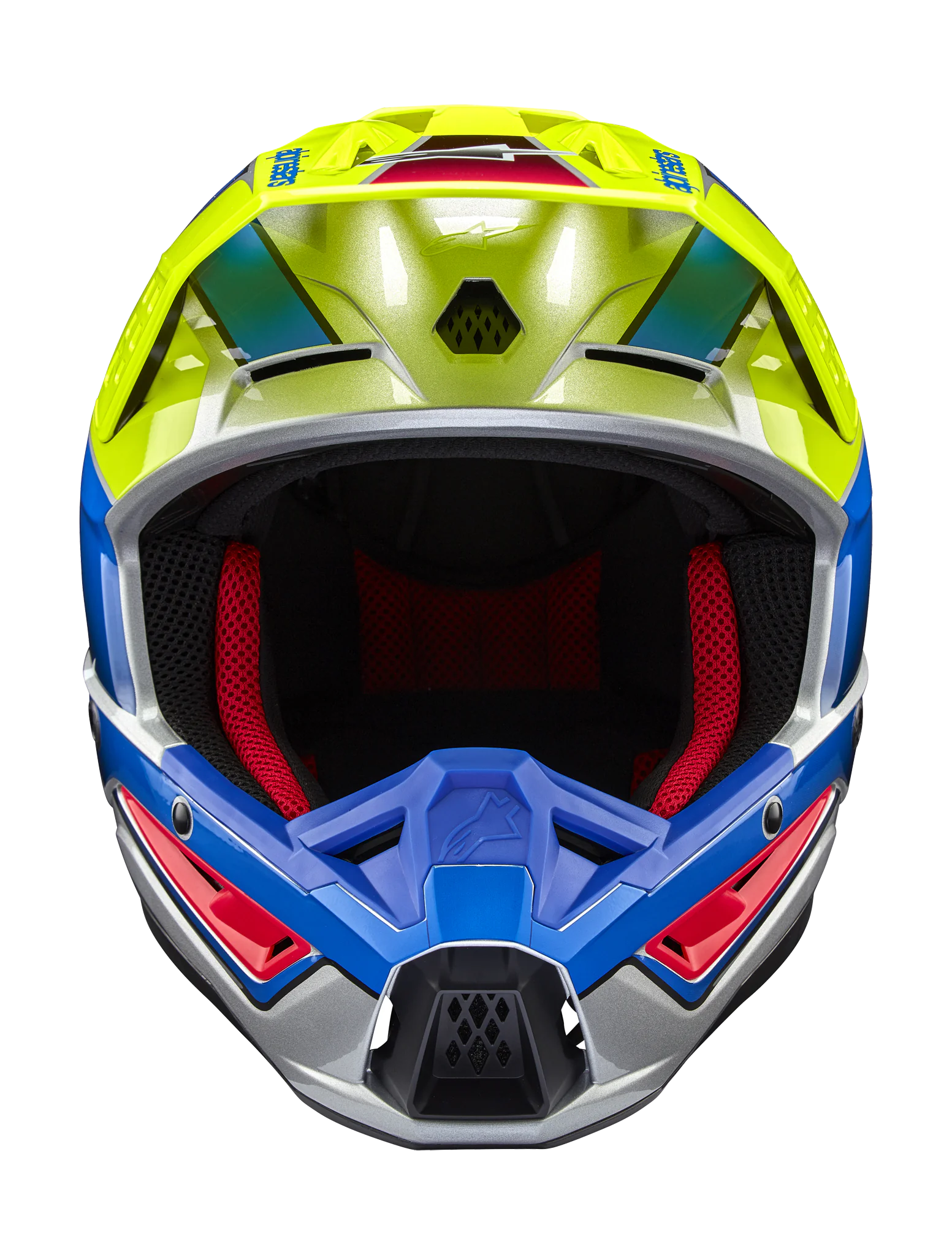 Alpinestars Crosshelm S-M5 Sail - Glans Fluo Geel / Blauw / Zilver