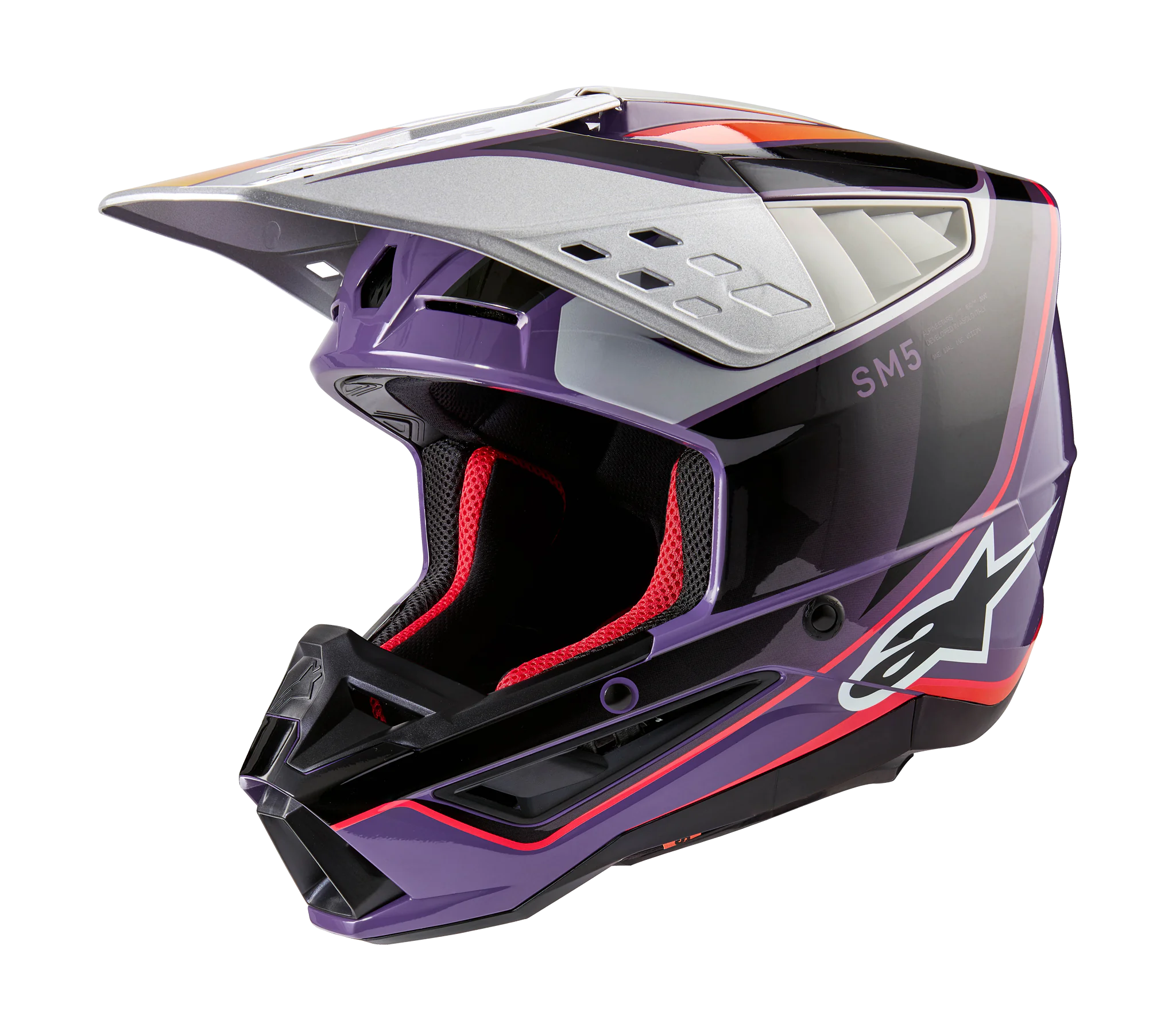 Alpinestars Crosshelm S-M5 Sail - Glans Violet / Zwart / Zilver