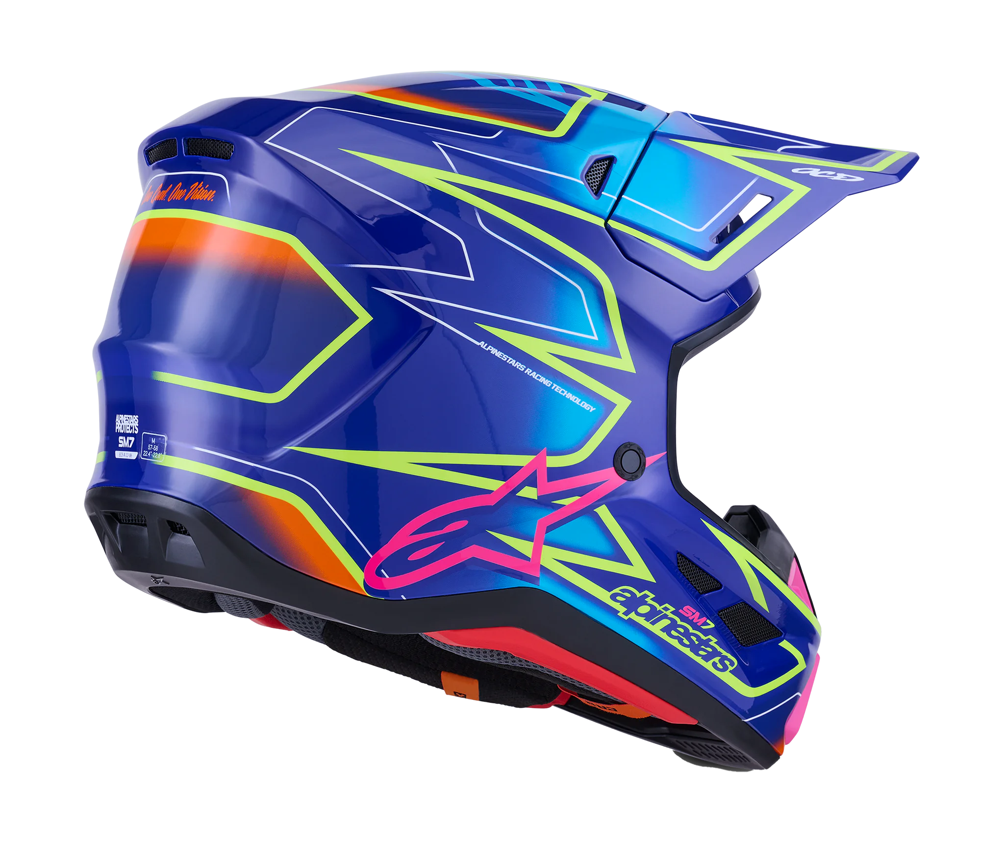 Alpinestars Crosshelm S-M7 Cast - Blauw / Roze / Fluo Geel