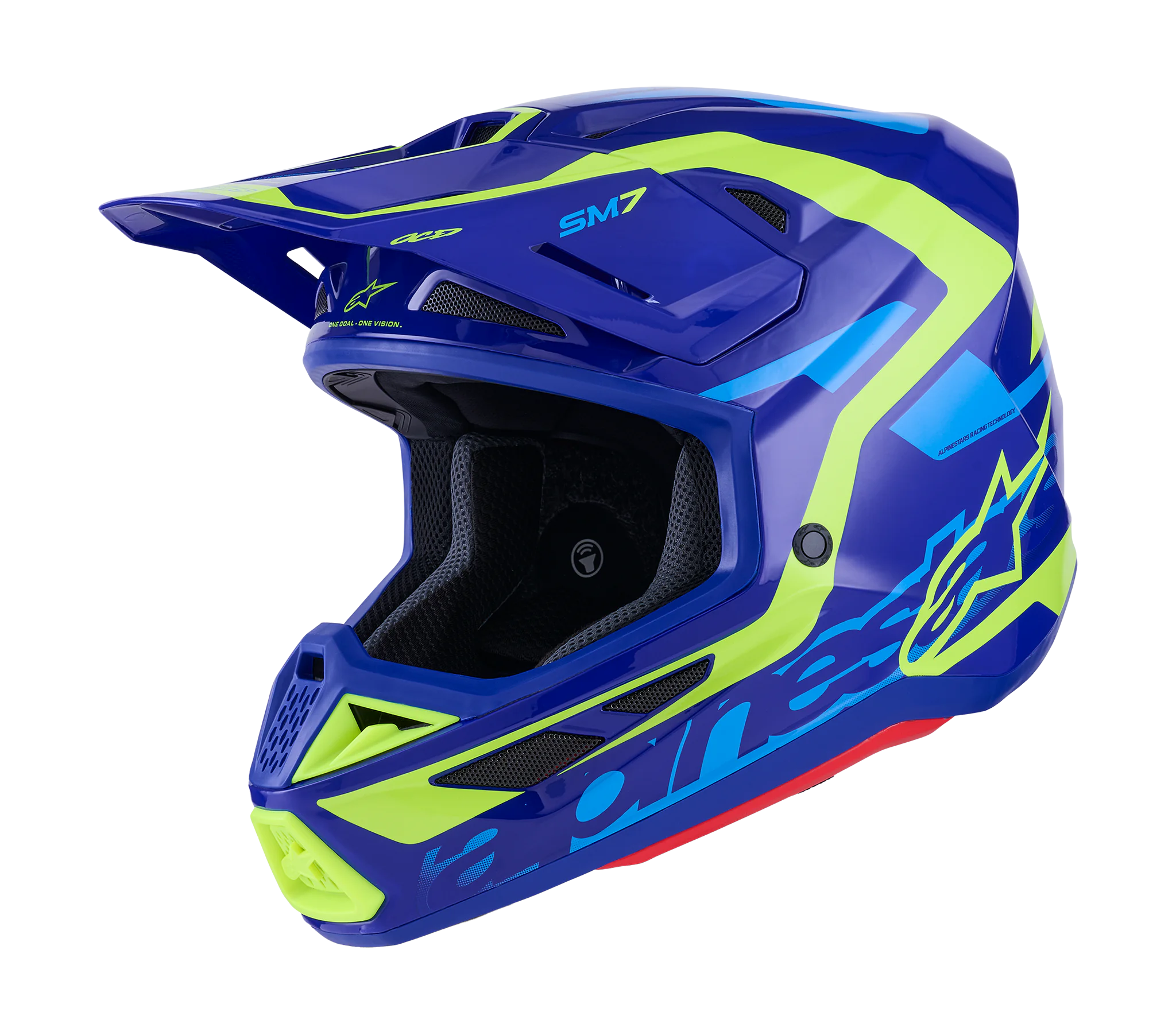 Alpinestars Crosshelm S-M7 Deed - Blauw / Fluo Geel