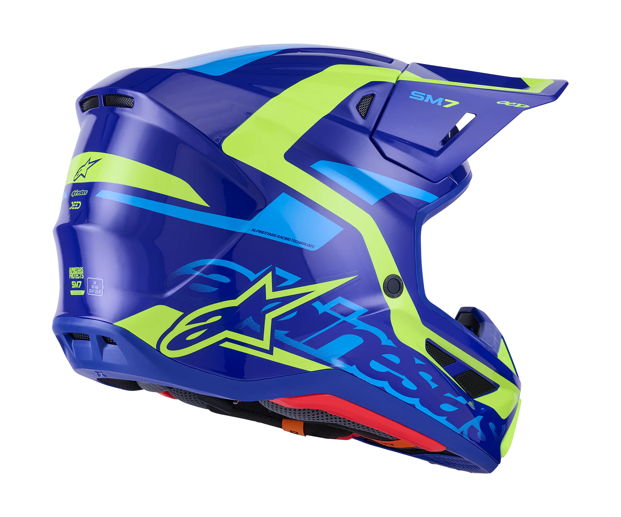 Alpinestars Crosshelm S-M7 Deed - Blauw / Fluo Geel