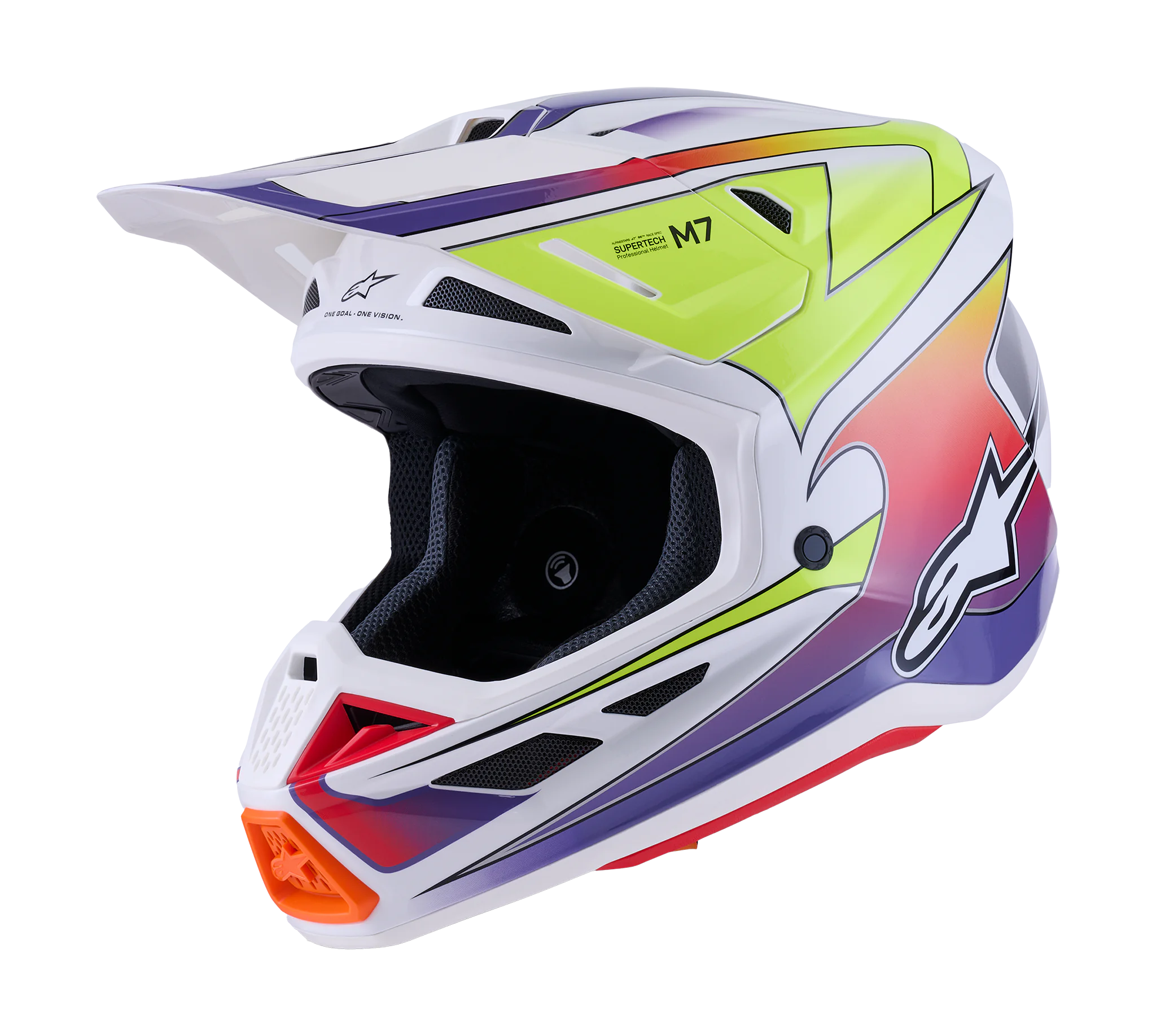 Alpinestars Crosshelm S-M7 Fuse - Wit / Fluo Geel / Paars