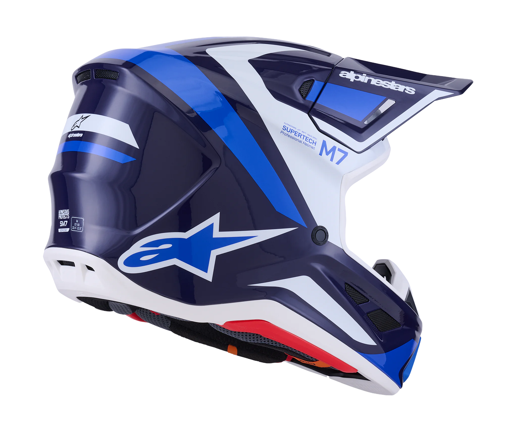 Alpinestars Crosshelm S-M7 Rise - Blauw / Wit