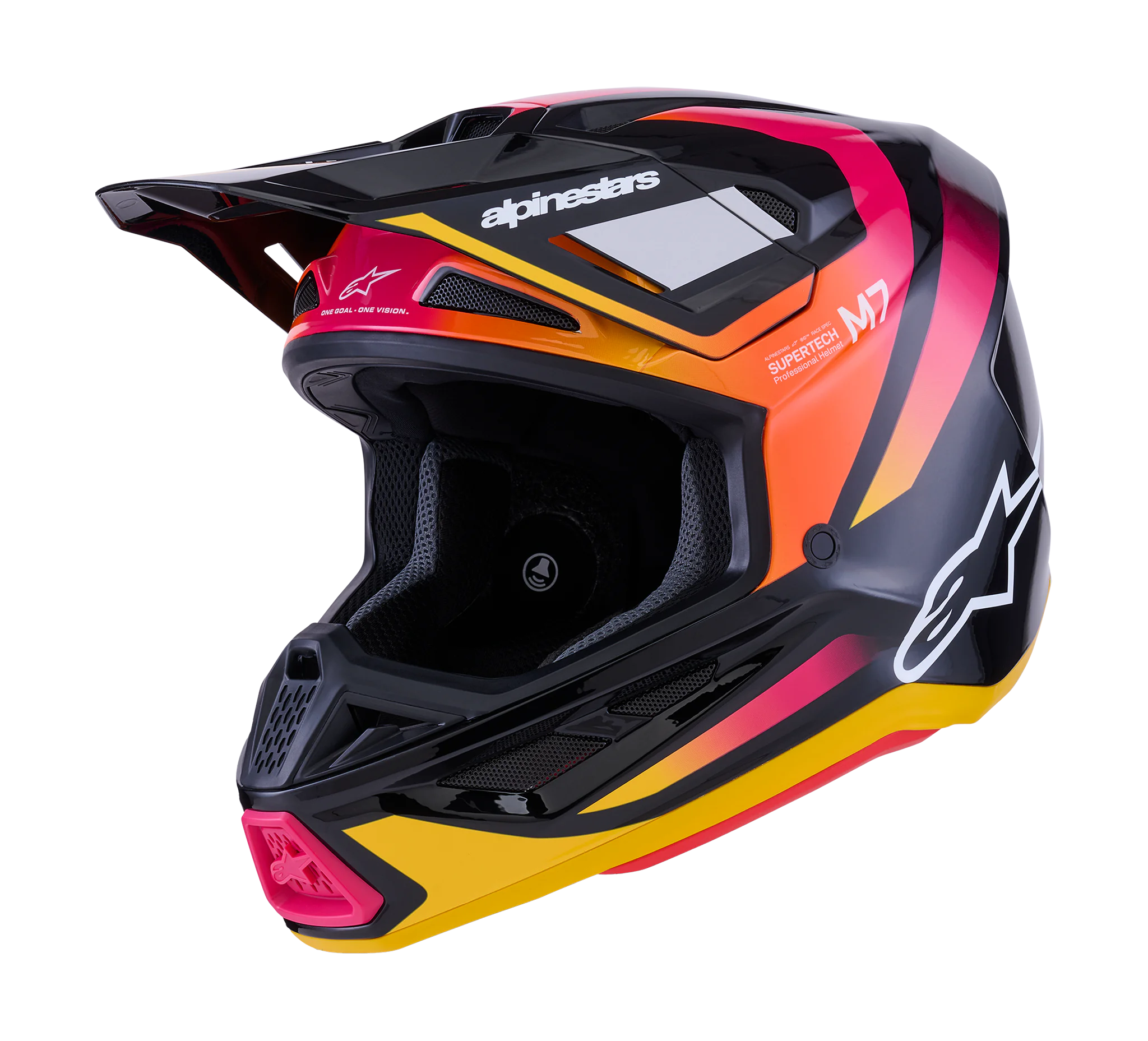 Alpinestars Crosshelm S-M7 Rise - Zwart / Geel / Roze