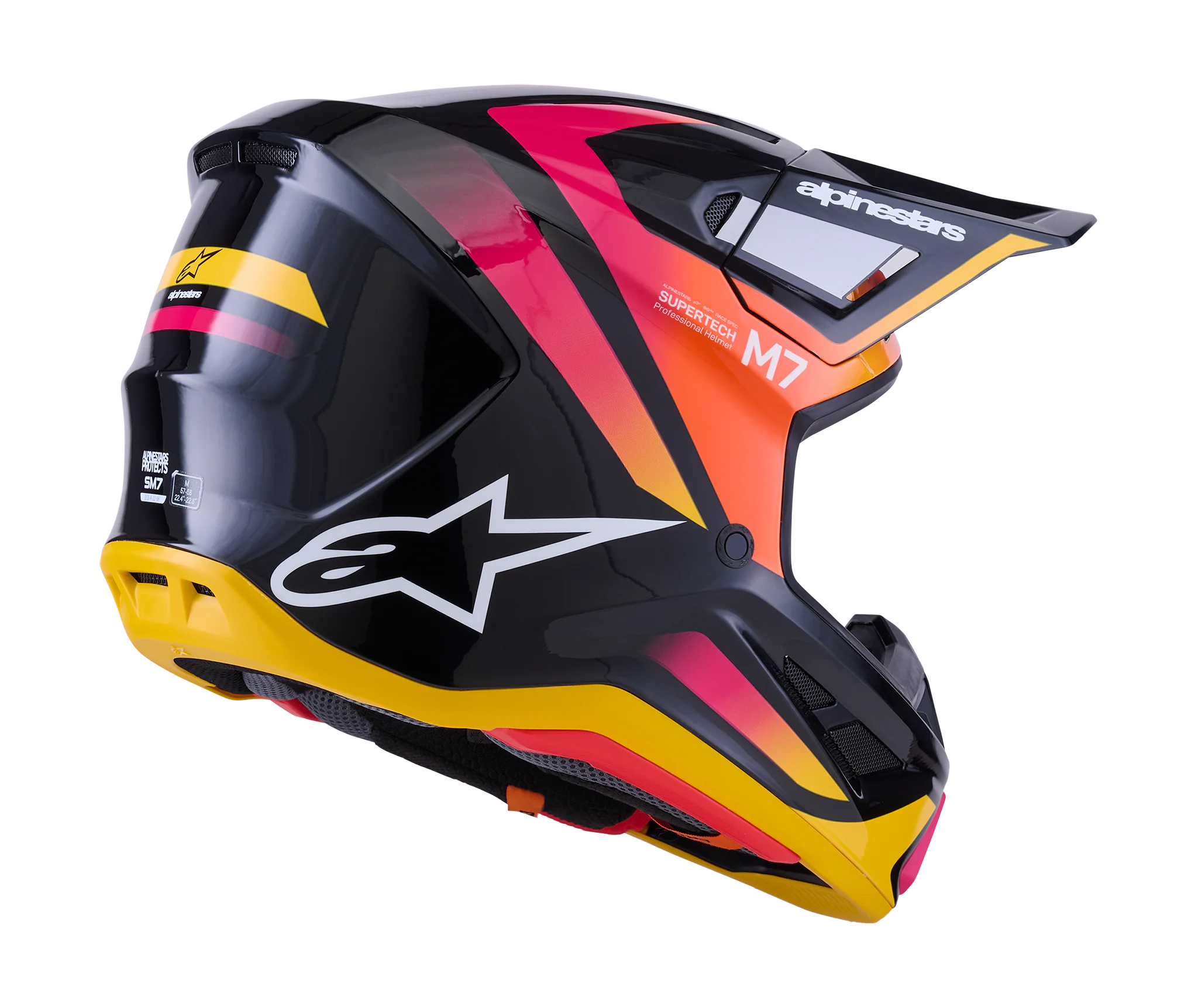 Alpinestars Crosshelm S-M7 Rise - Zwart / Geel / Roze