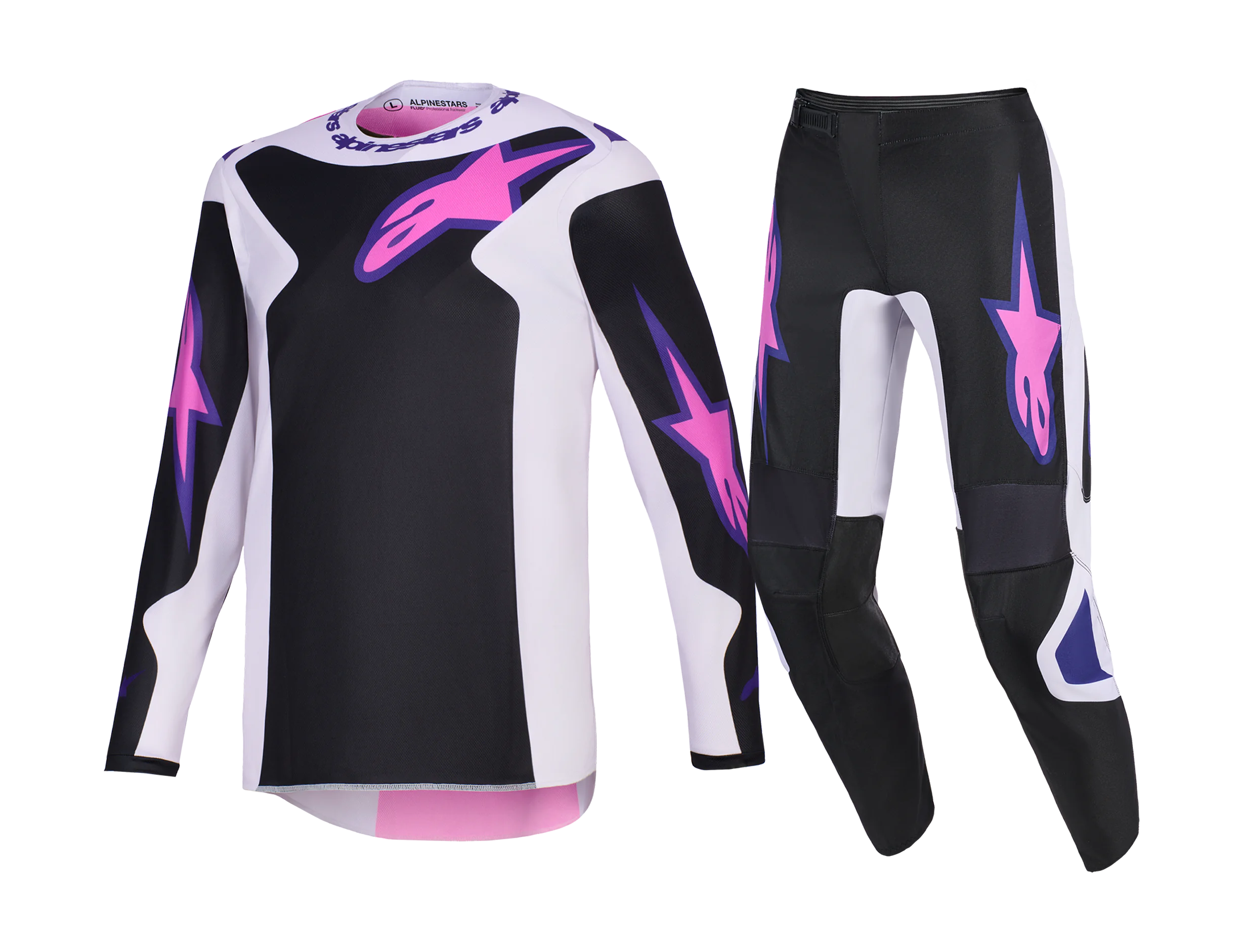 Alpinestars Crosskleding 2026 Fluid Grid - Zwart / Licht Grijs / Paars