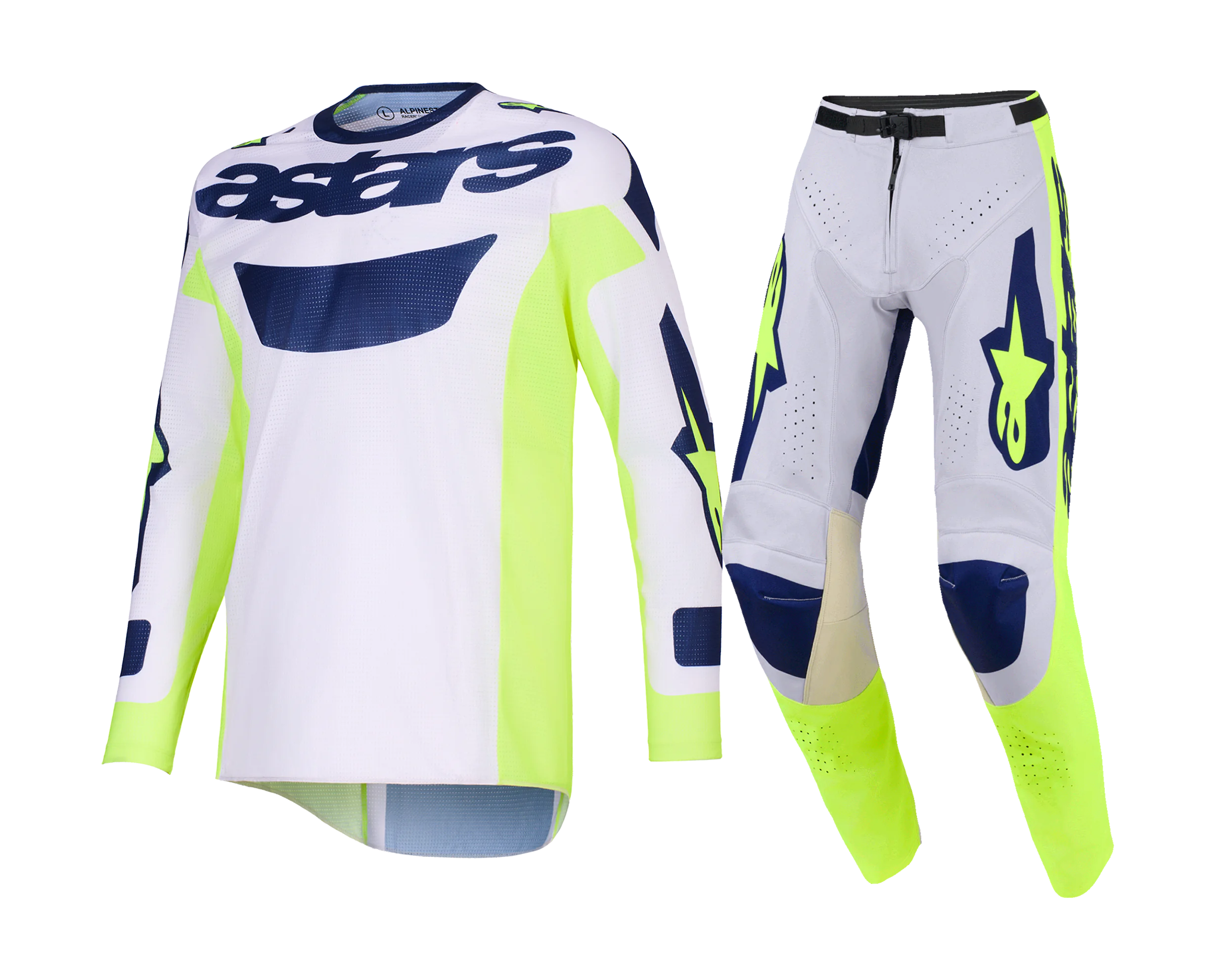 Alpinestars Crosskleding 2026 Racer Air Riway - Licht Grijs / Fluo Geel / Blauw