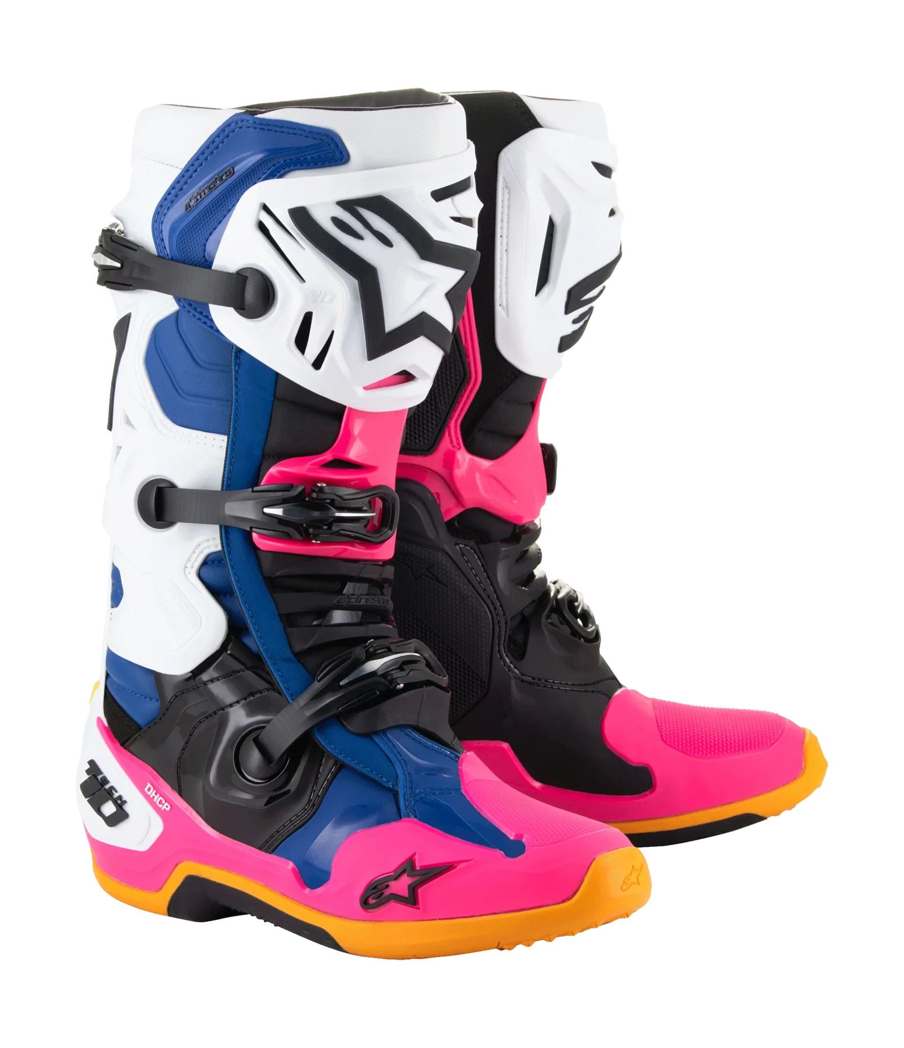 Alpinestars Crosslaarzen Tech 10 LE Coast - Wit / Donker Blauw / Fluo Roze