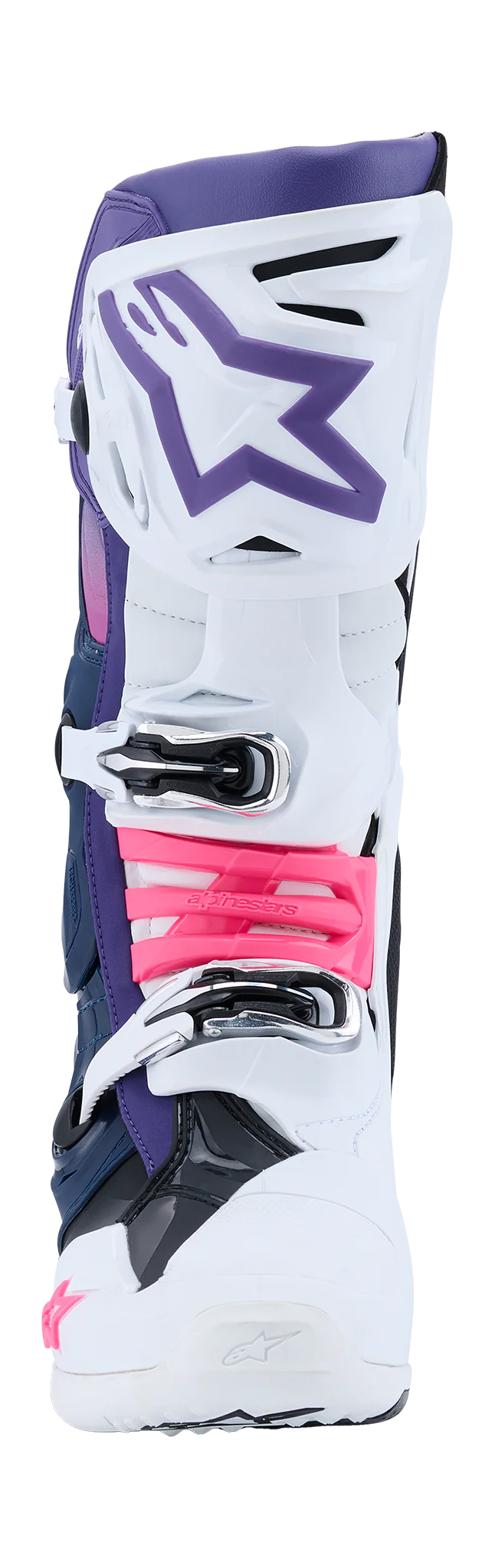 Alpinestars Crosslaarzen Tech 10 - Wit / Violet / Navy / Blauw / Fluo Roze