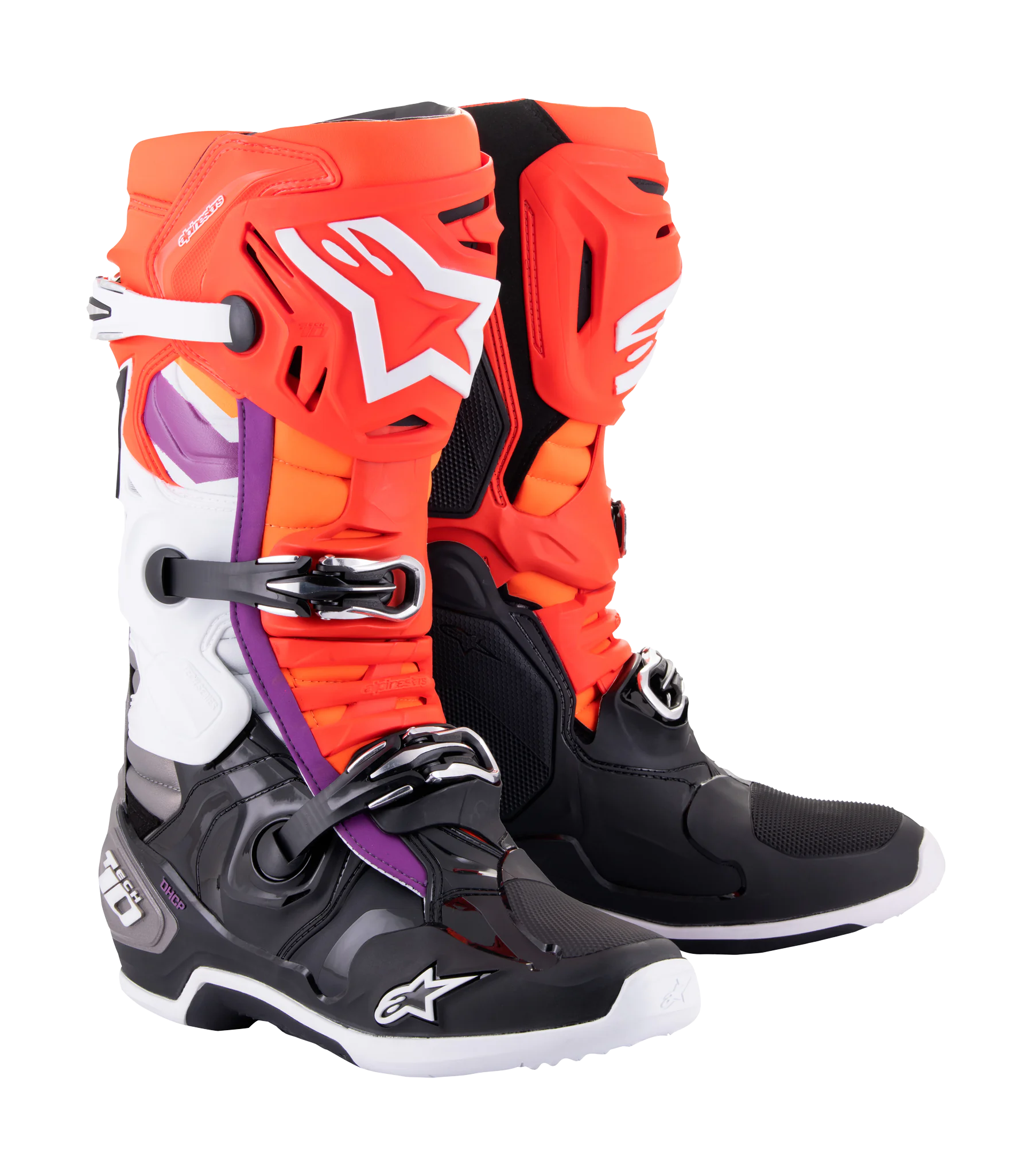 Alpinestars Crosslaarzen Tech 10 - Zwart / Fluo Rood / Fluo Oranje / Wit